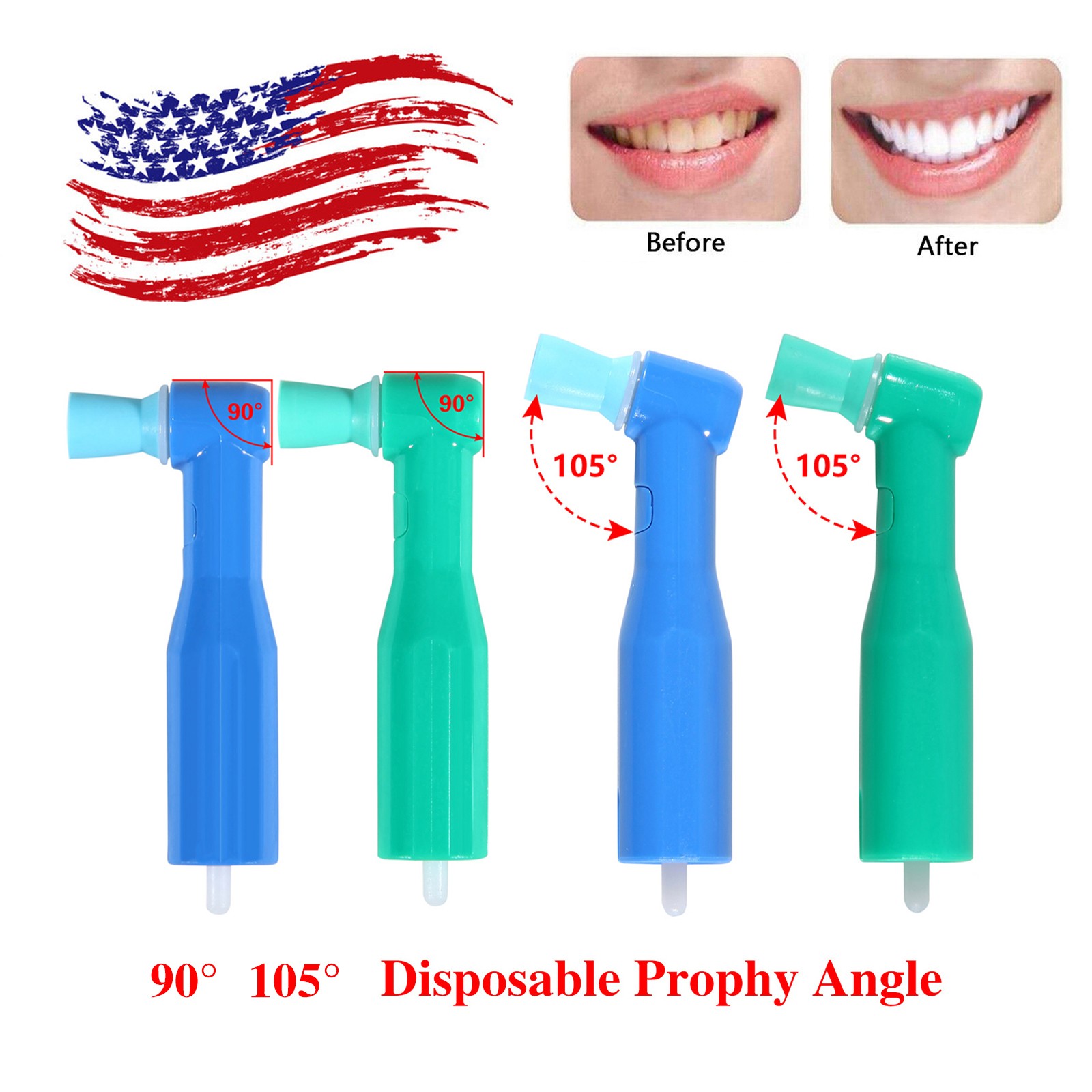 Dental Disposable Prophy Angles Soft/Firm 90° 105° -Latex Free 100-500-1000 pcs