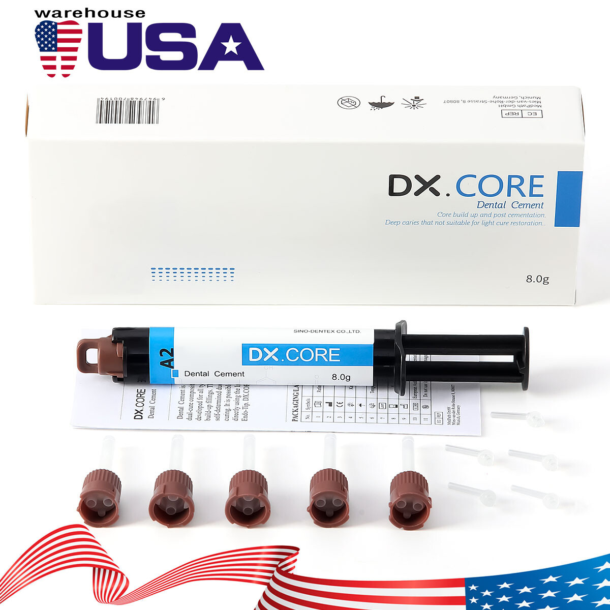 Dentex Dental Dual Cure Flowable Composite Resin Core Build Up Syringe A2