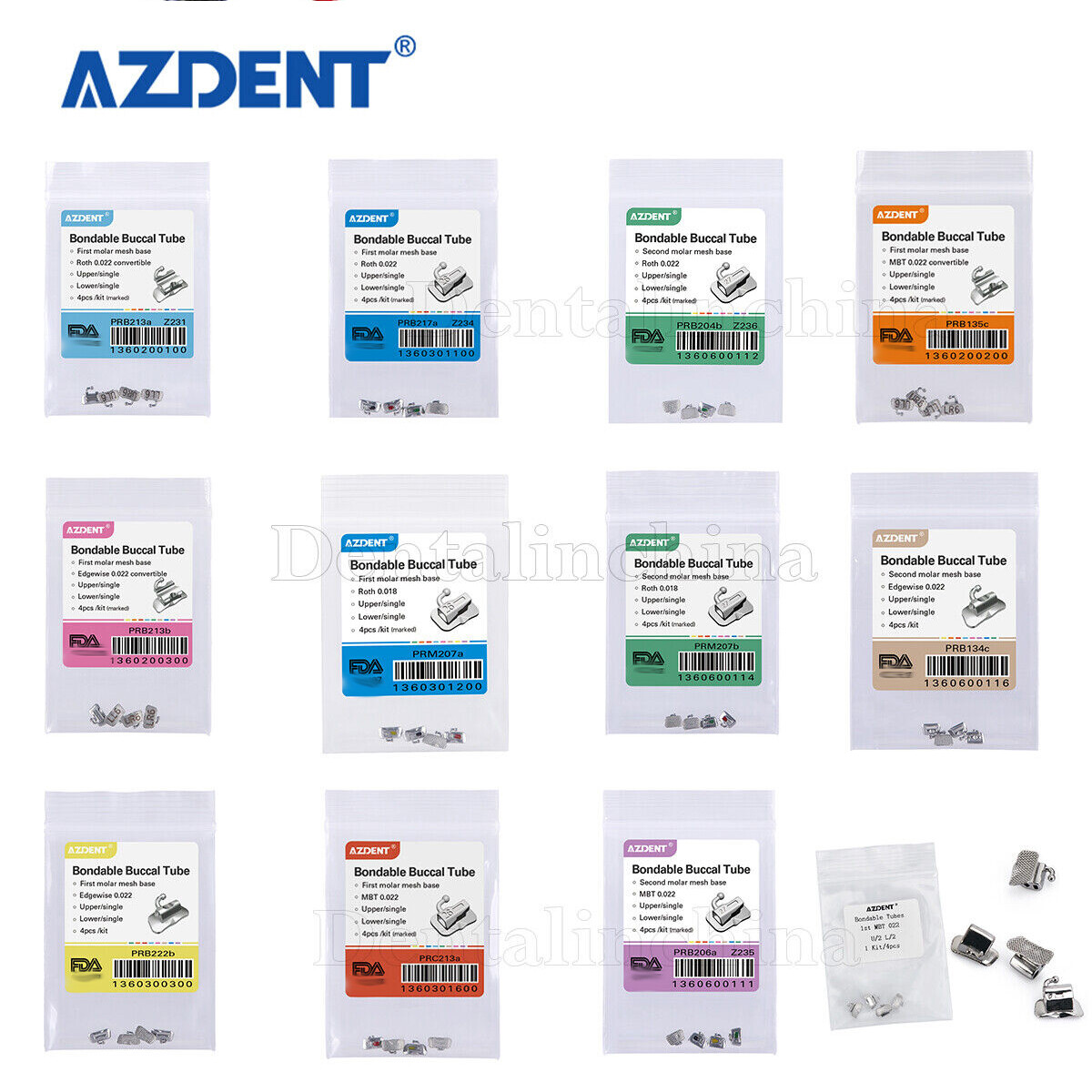 10 Packs Tubos Bucales Adheribles Para Ortodoncia Dental MBT/Roth 022 1er Molar