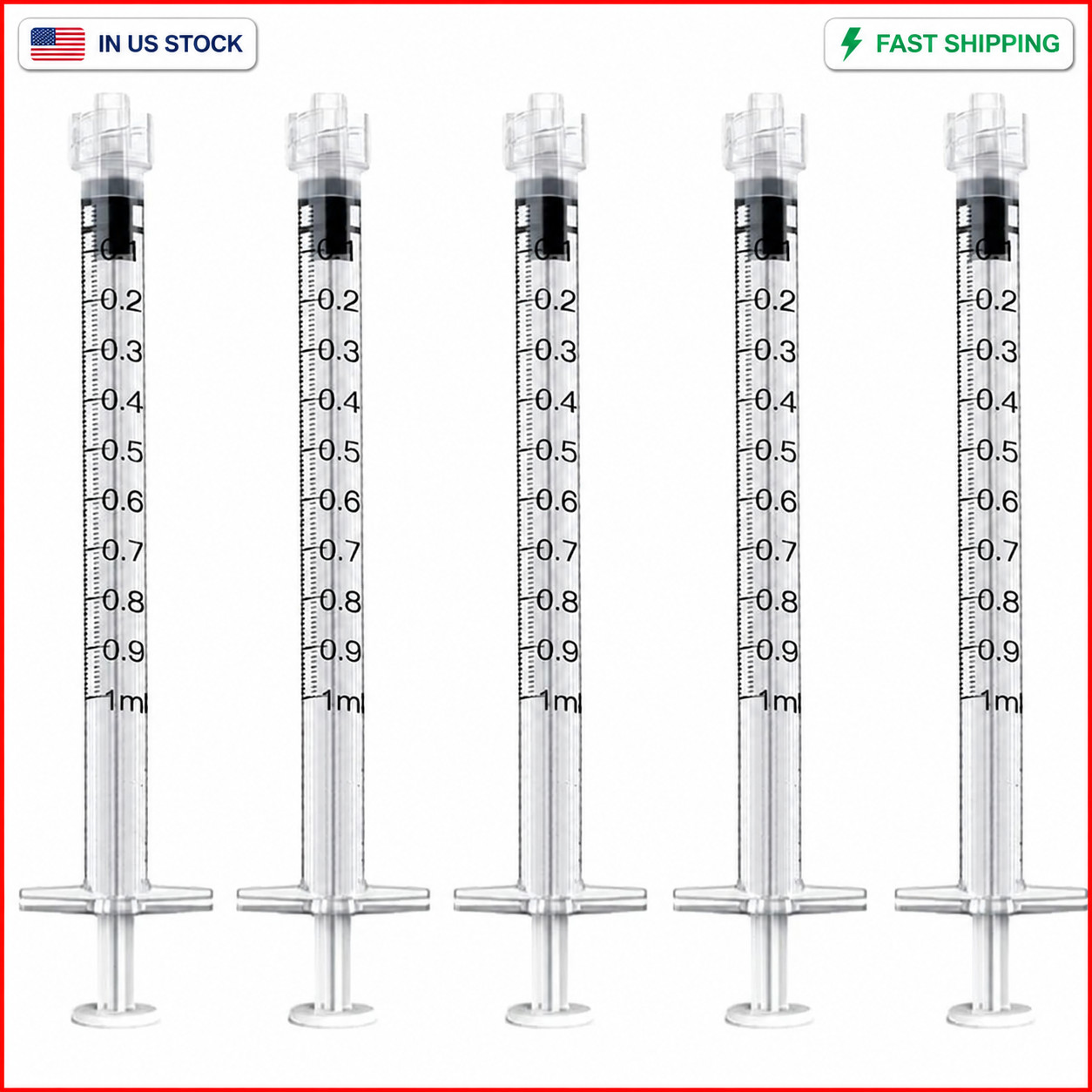 20 Pack 1mL Luer Lock Syringes without Needle, 1 ml cc Disposable Syringe