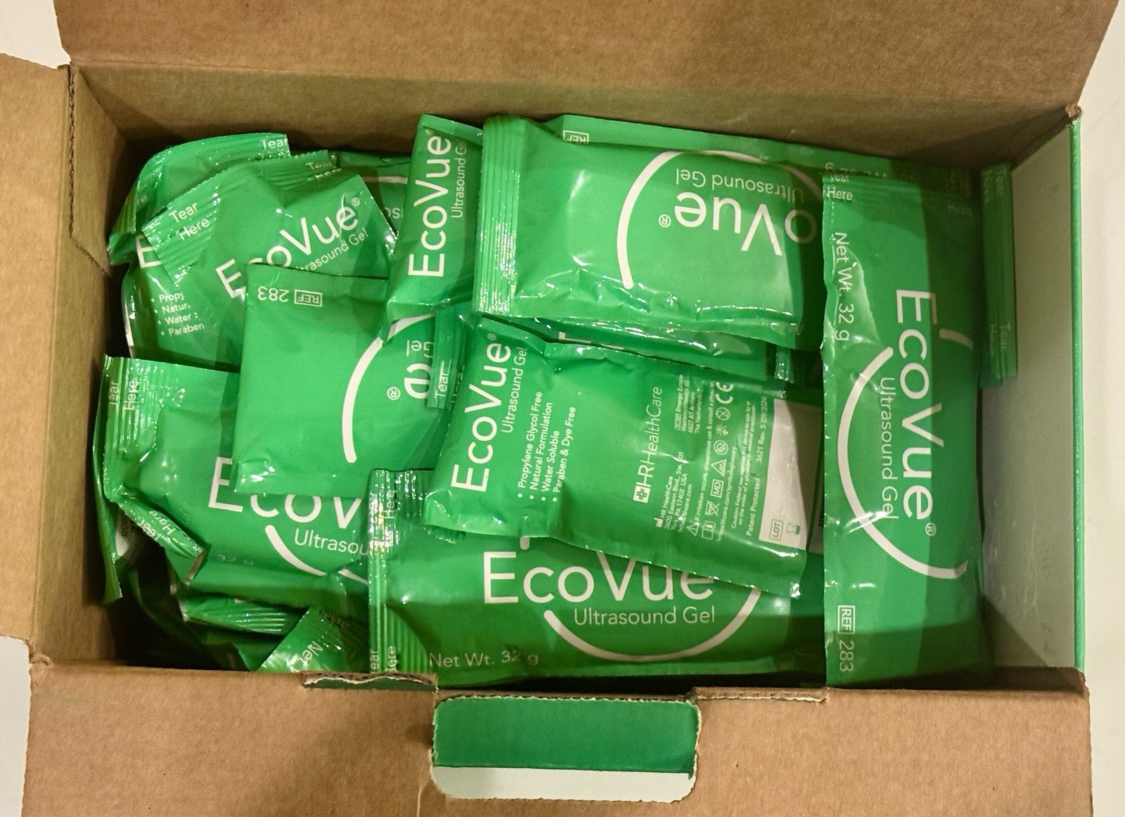 Ultrasound Gel EcoVue NonSterile 32 gram FlexPac 283 Box of 100 Exp 3-31-2028