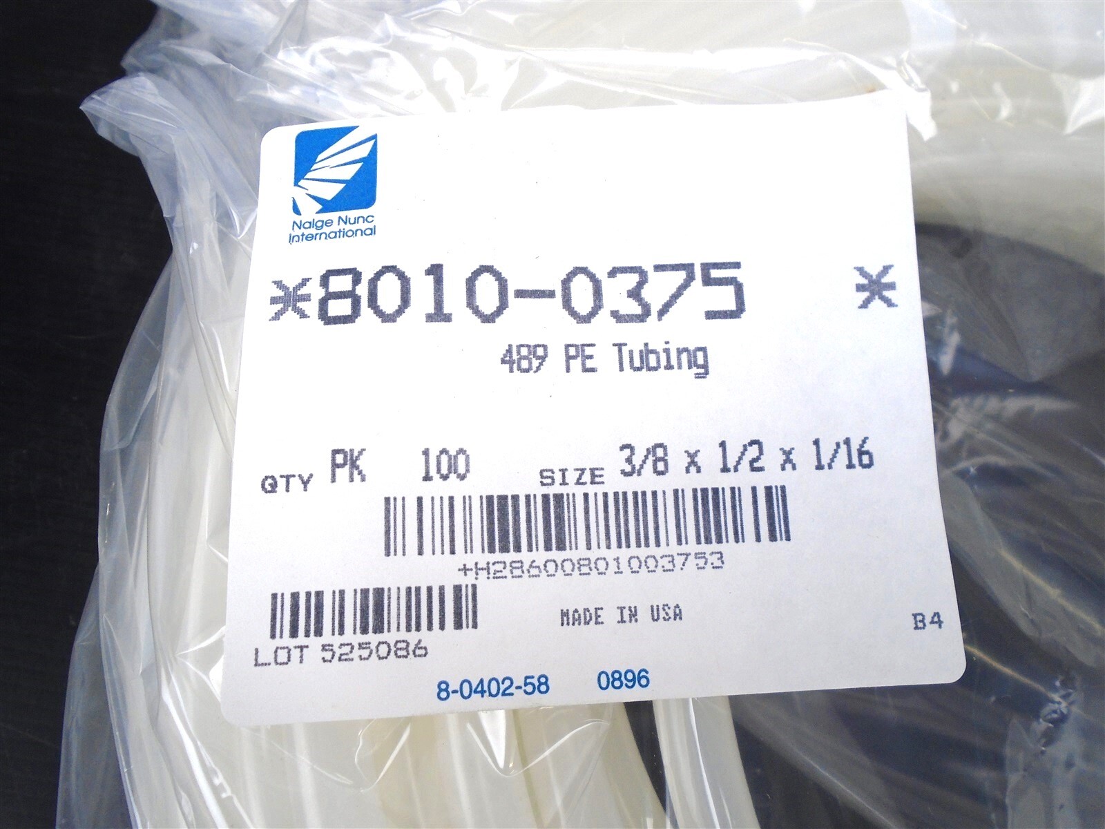 Thermo NALGENE – 8010-0375 – 489 PE TUBING – 100ft – 3/8 x 1/2 x 1/16