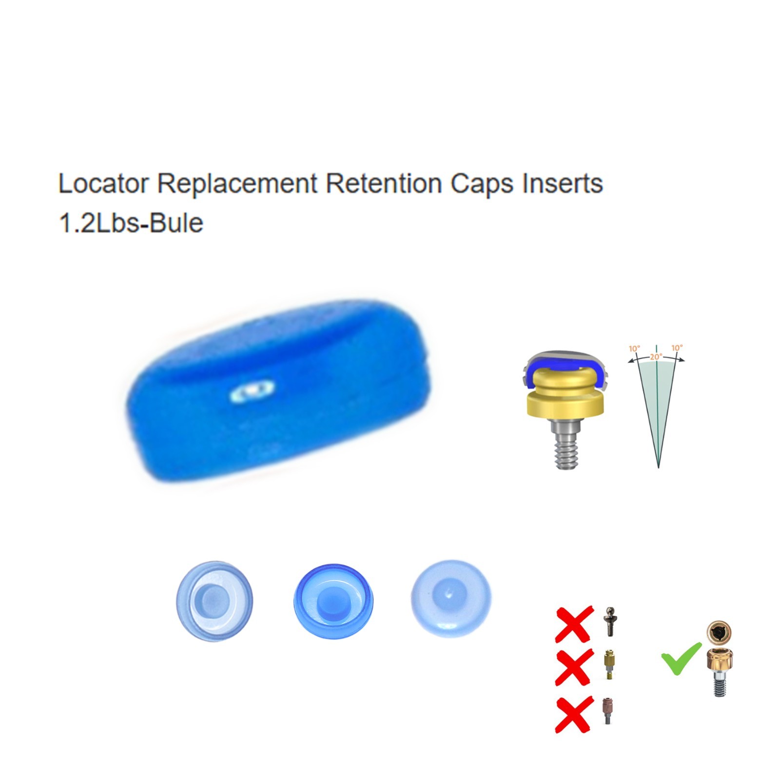 Overdenture Abutment Male Cap Inserts locator Tool for NEODENT GRAND MORSE GM
