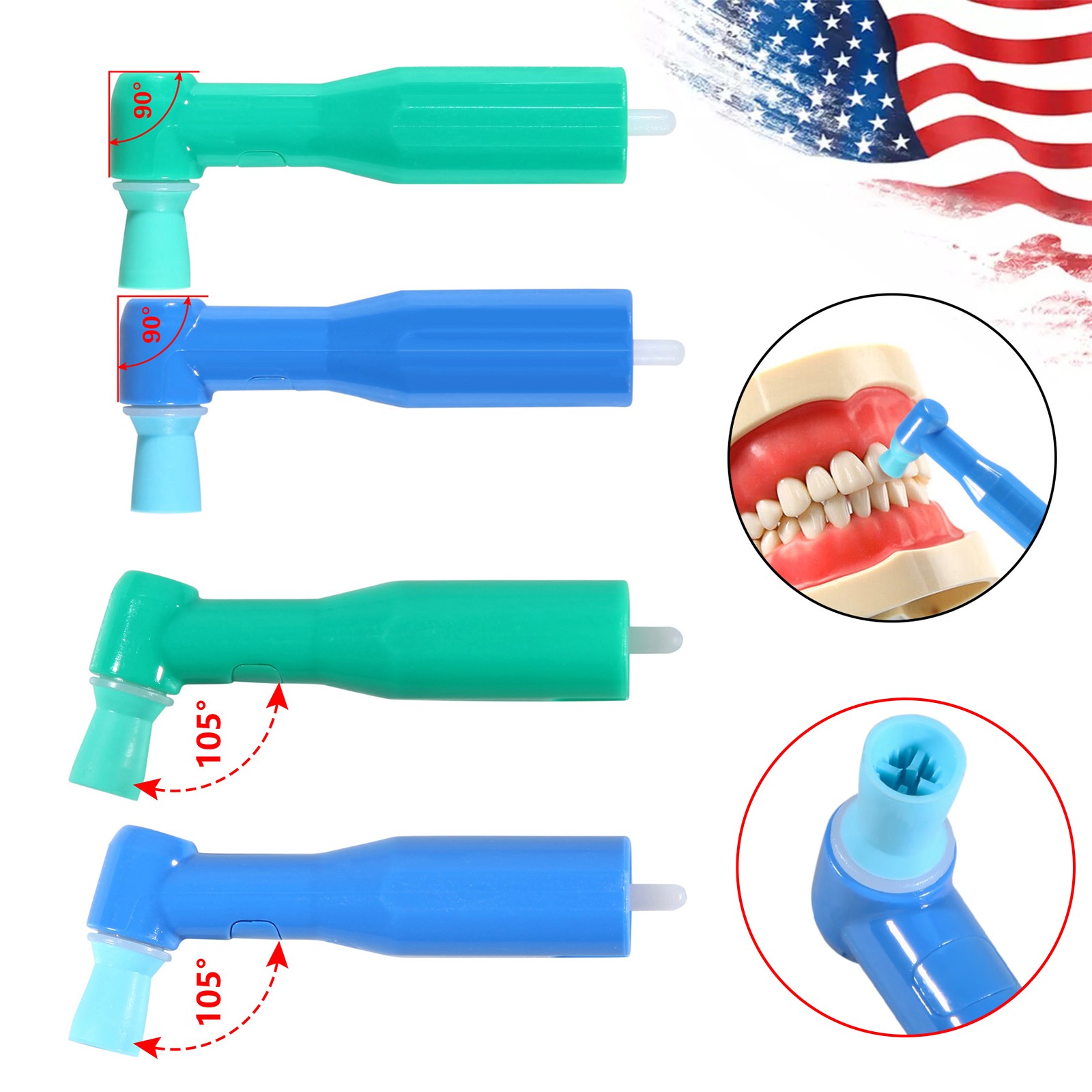 Dental Disposable Prophy Angles Soft/Firm 90° 105° -Latex Free 100-500-1000 pcs