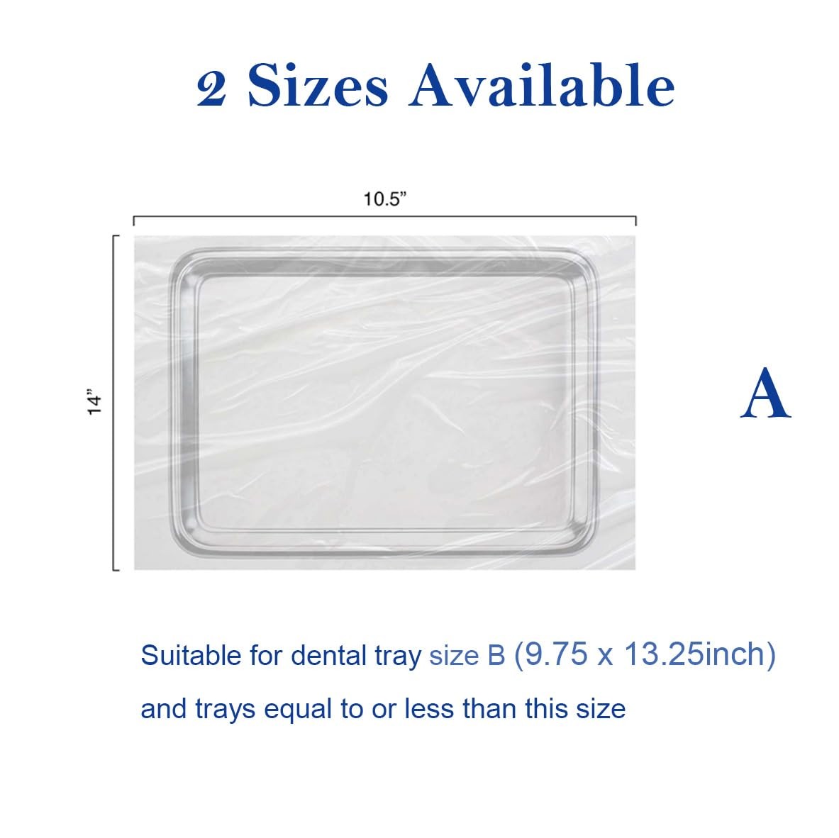 JMU Dental Tray Covers, Disposable Clear Plastic Sleeve, Ritter Size B 10.5 x 14