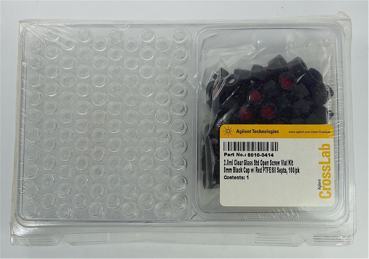 Agilent 8010-0414 Screw Top Vials 2 ml/8mm/PTFE/Silicone 100/pk Chromatography