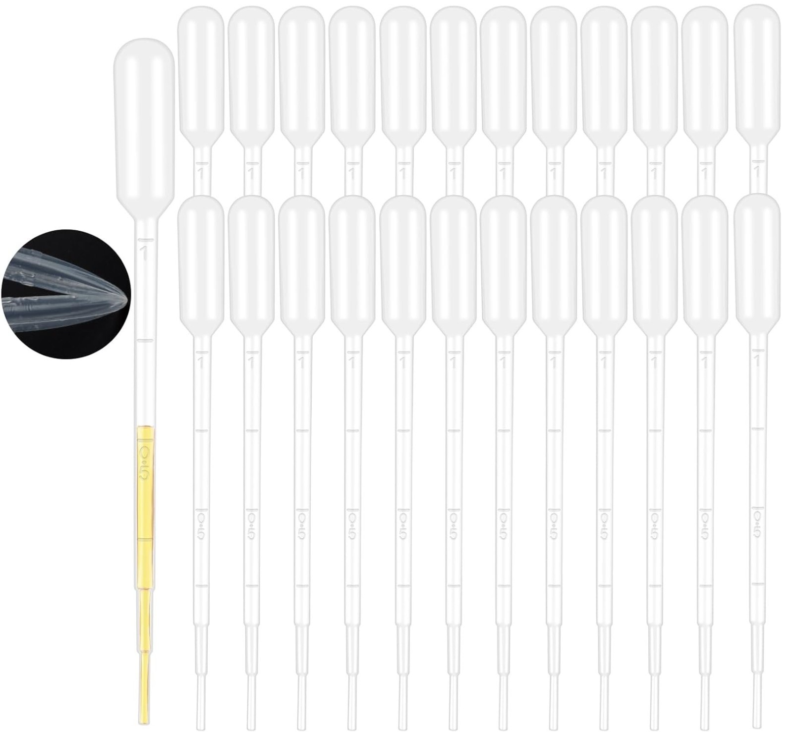 25Pcs 1ML Pipettes Dropper – Disposable Plastic Pipettes Dropper for Lab Science