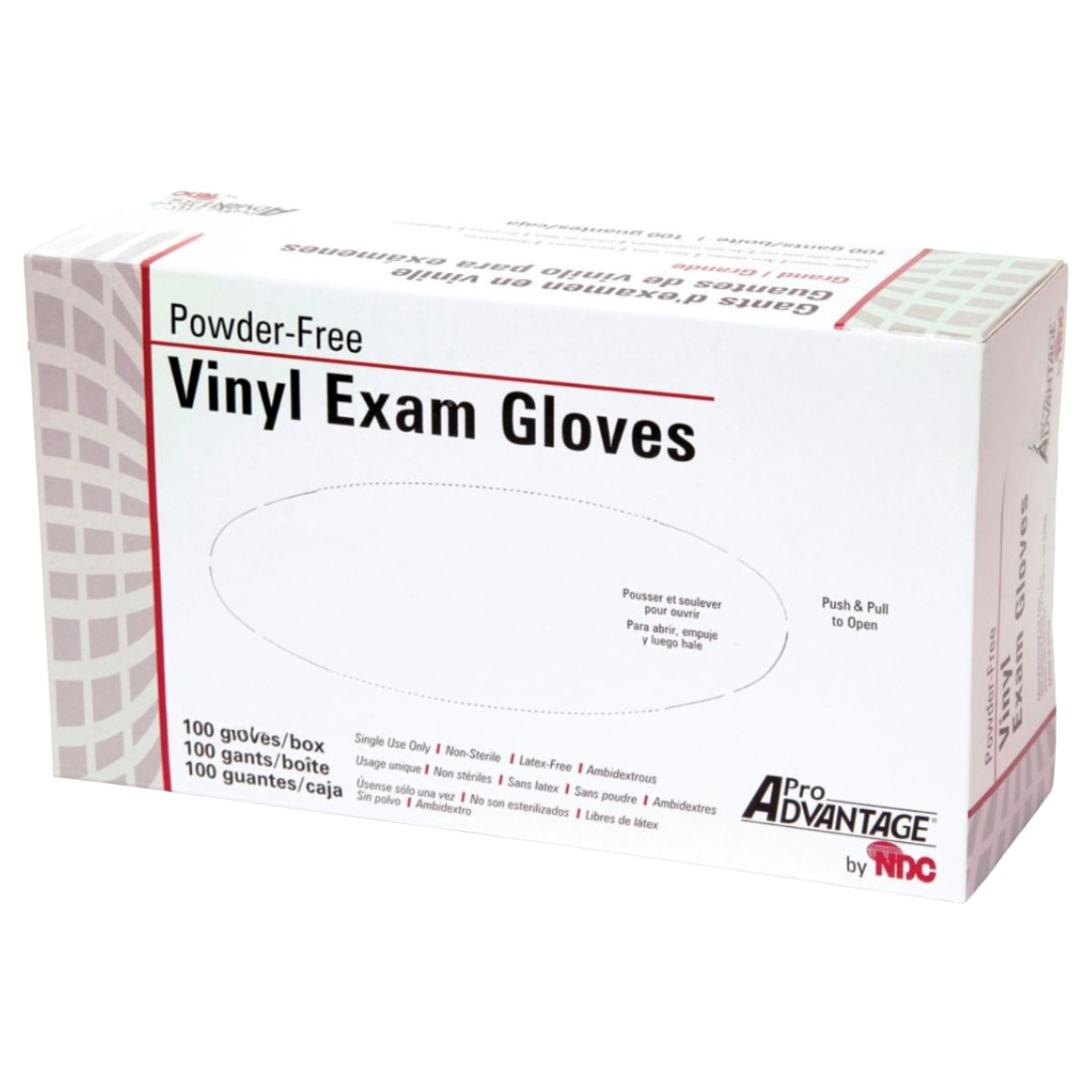Pro Advantage Powder Free Vinyl Exam Gloves, Size Extra Large (XL) – Box of 100