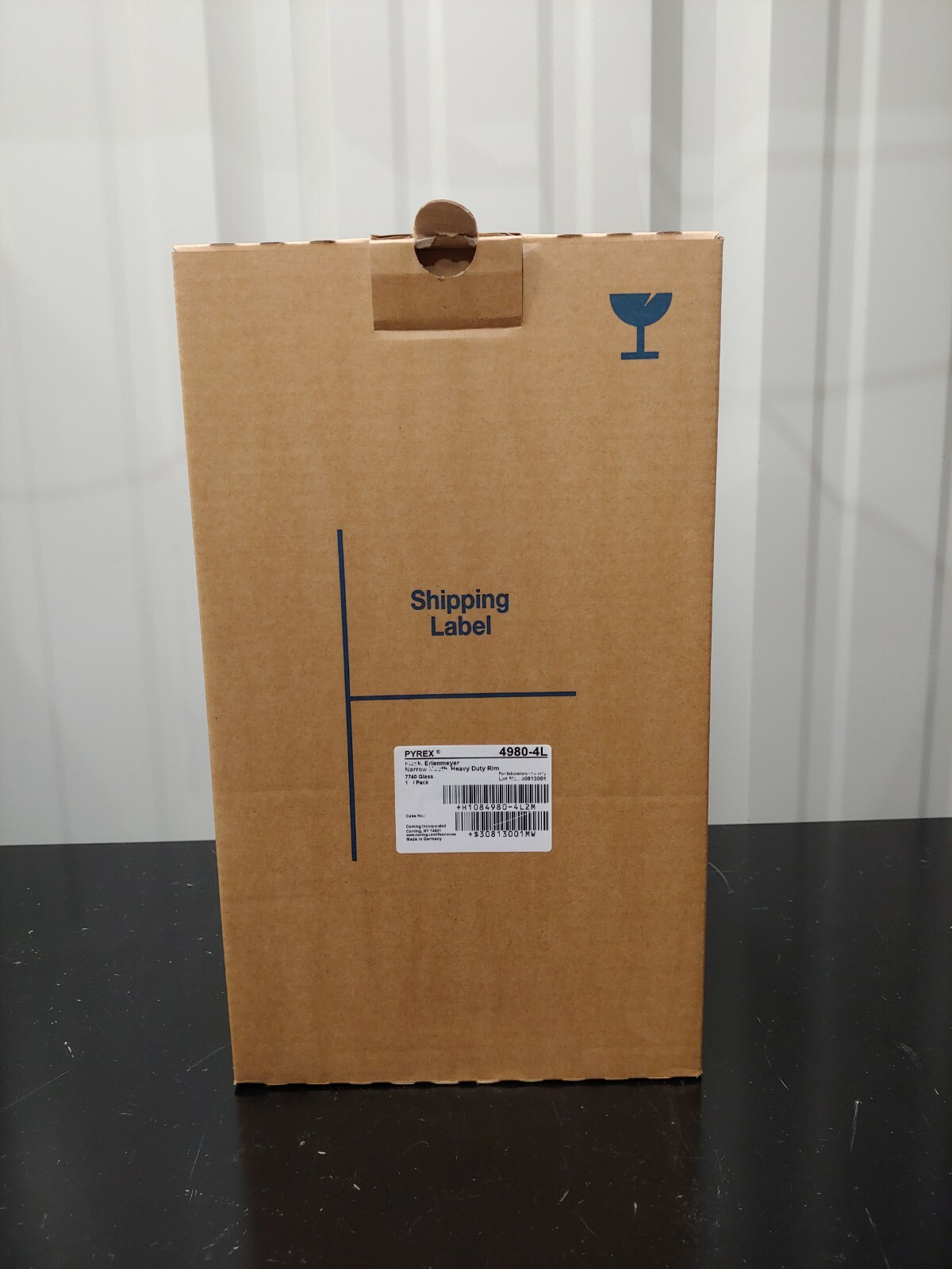 Corning Pyrex 4980-4L 4L Erlenmeyer Flask Narrow Mouth Heavy Rim Graduated