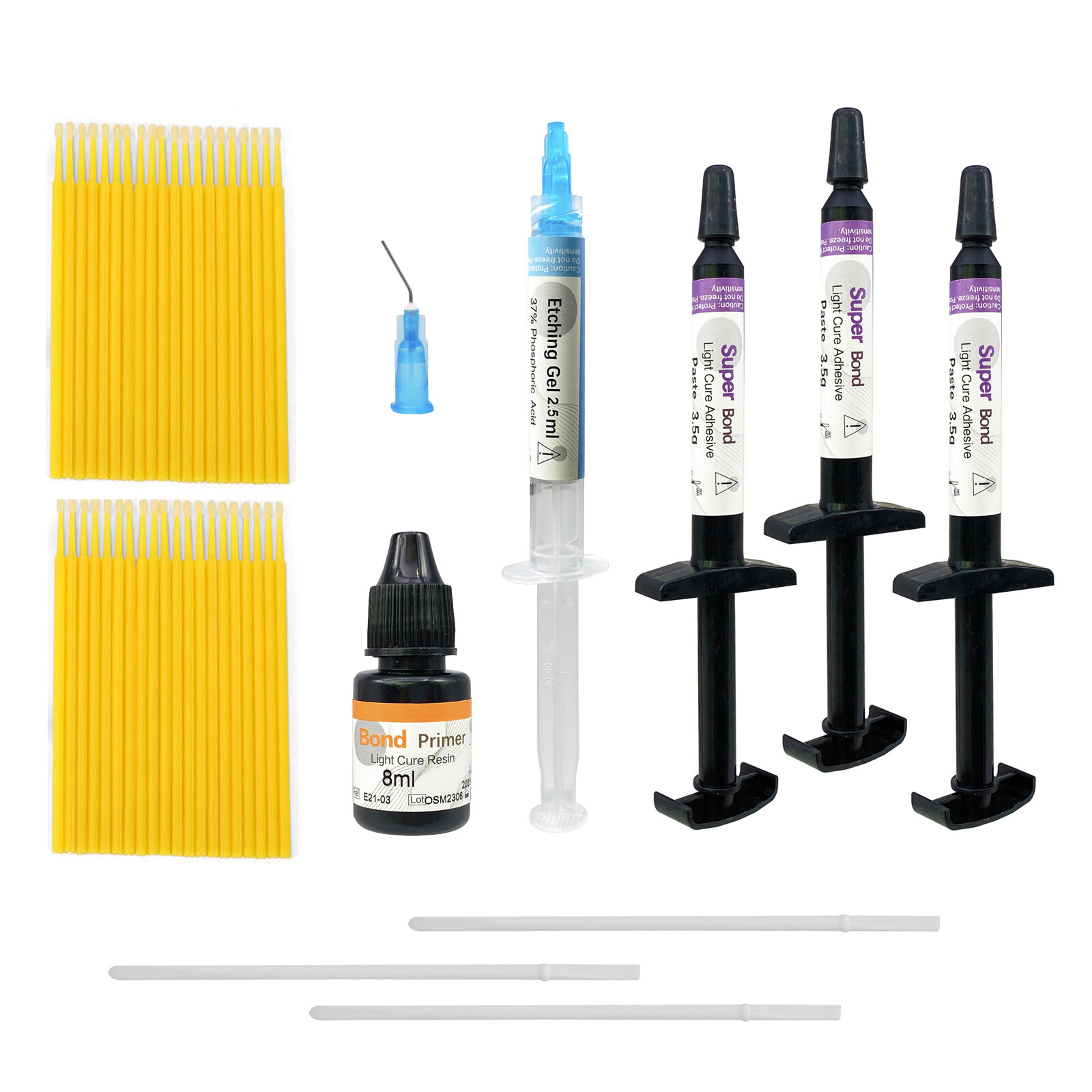 Dental orthodontic Adhesive Super Bond light cure paste, primer, etching