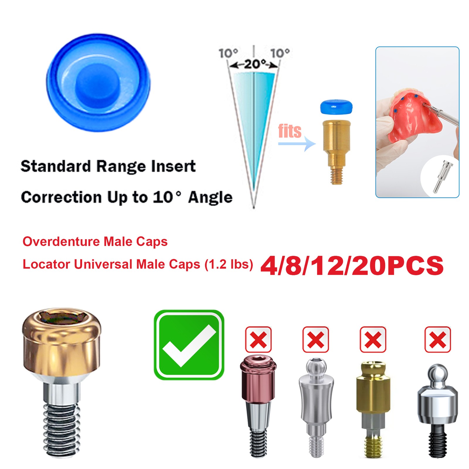 Overdenture Tapered Locator Abutment For Hiossen Nobel ITI Zimmer MIS Titanium