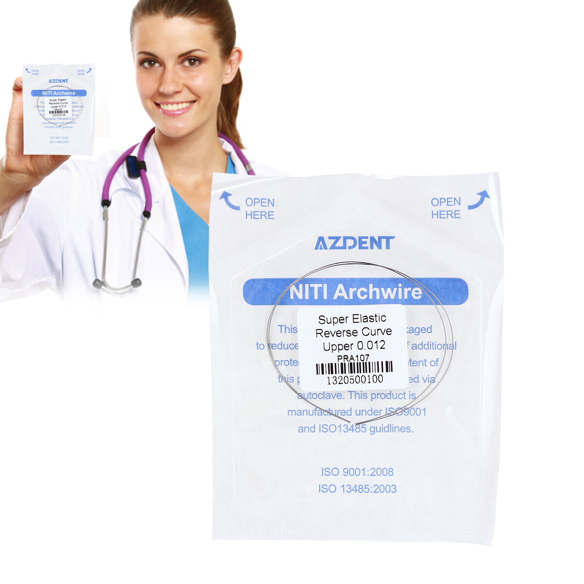 2pc/kit Dental Arcos de Ortodoncia NITI Alambre de Arco de Curva Inversa AZDENT