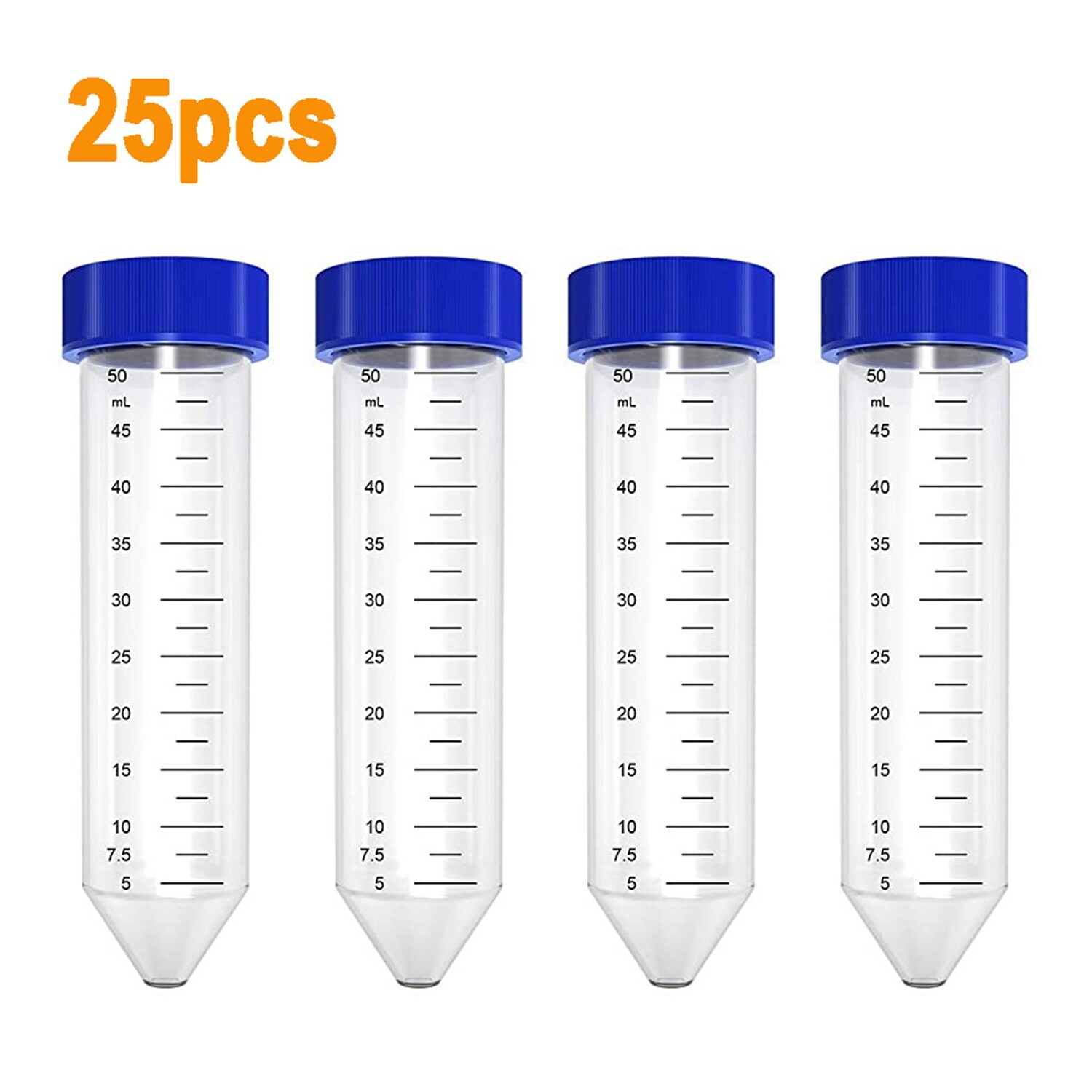 Conical Centrifuge Tubes 100 Clear Plastic Black Line Mark Screw Caps Leak Proof