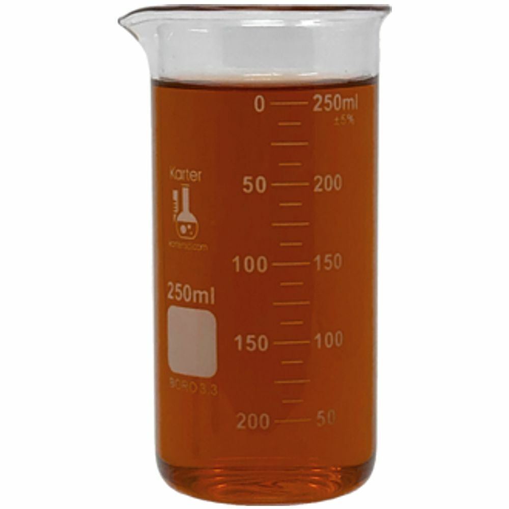 250ml Glass Beaker, Tall Form, Graduated, Karter Scientific 213F13 (Single)