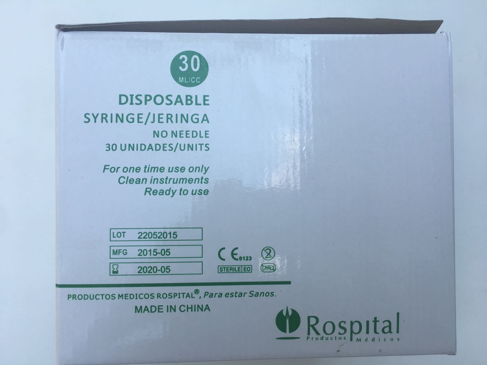 5 30cc Syringe Only with Luer Lock Tip Sterile Disposable Latex Free 30ml NEW