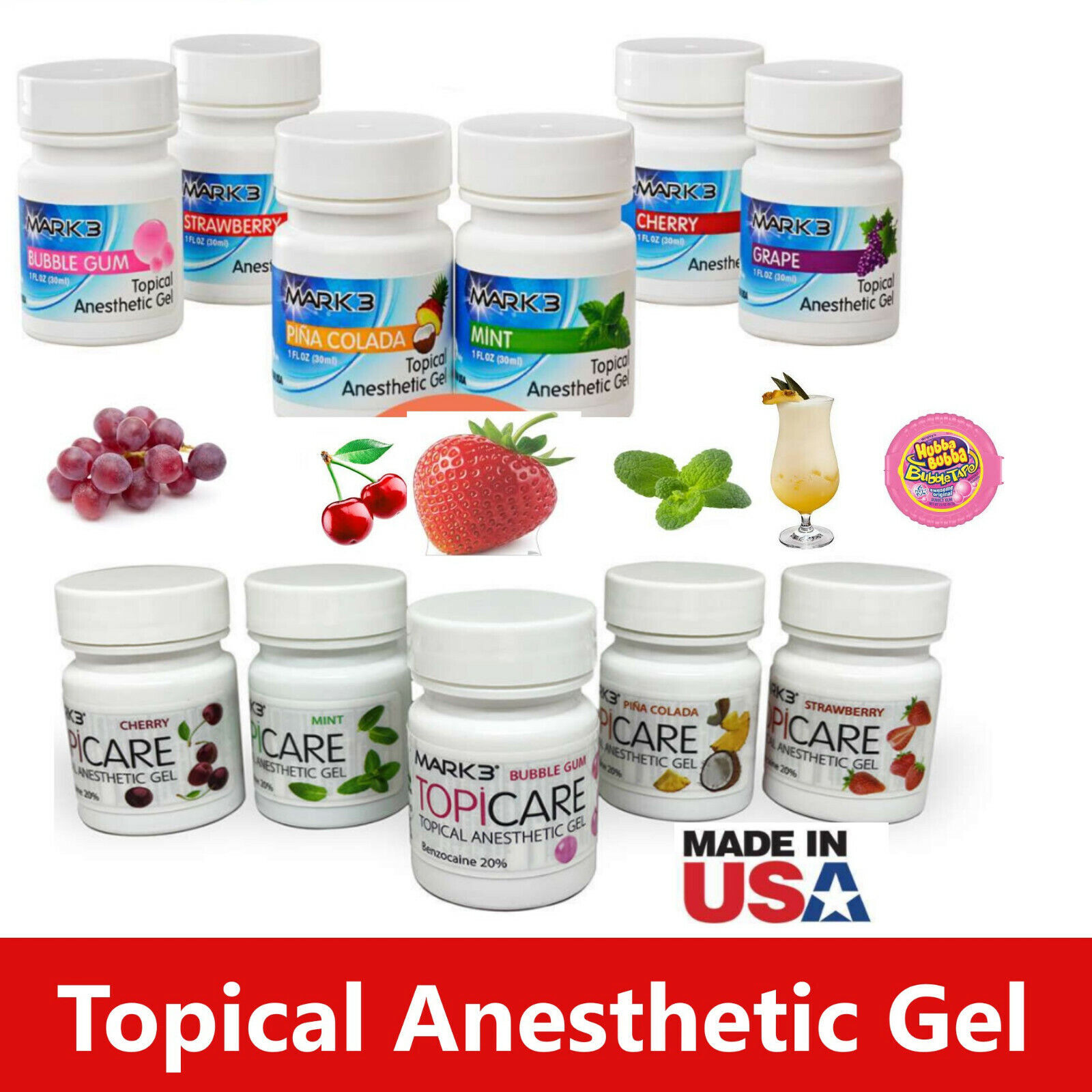 Dental Topical Anesthetic Gel 20% Benzocaine 1oz Jar, Made in USA, Exp 09/2026