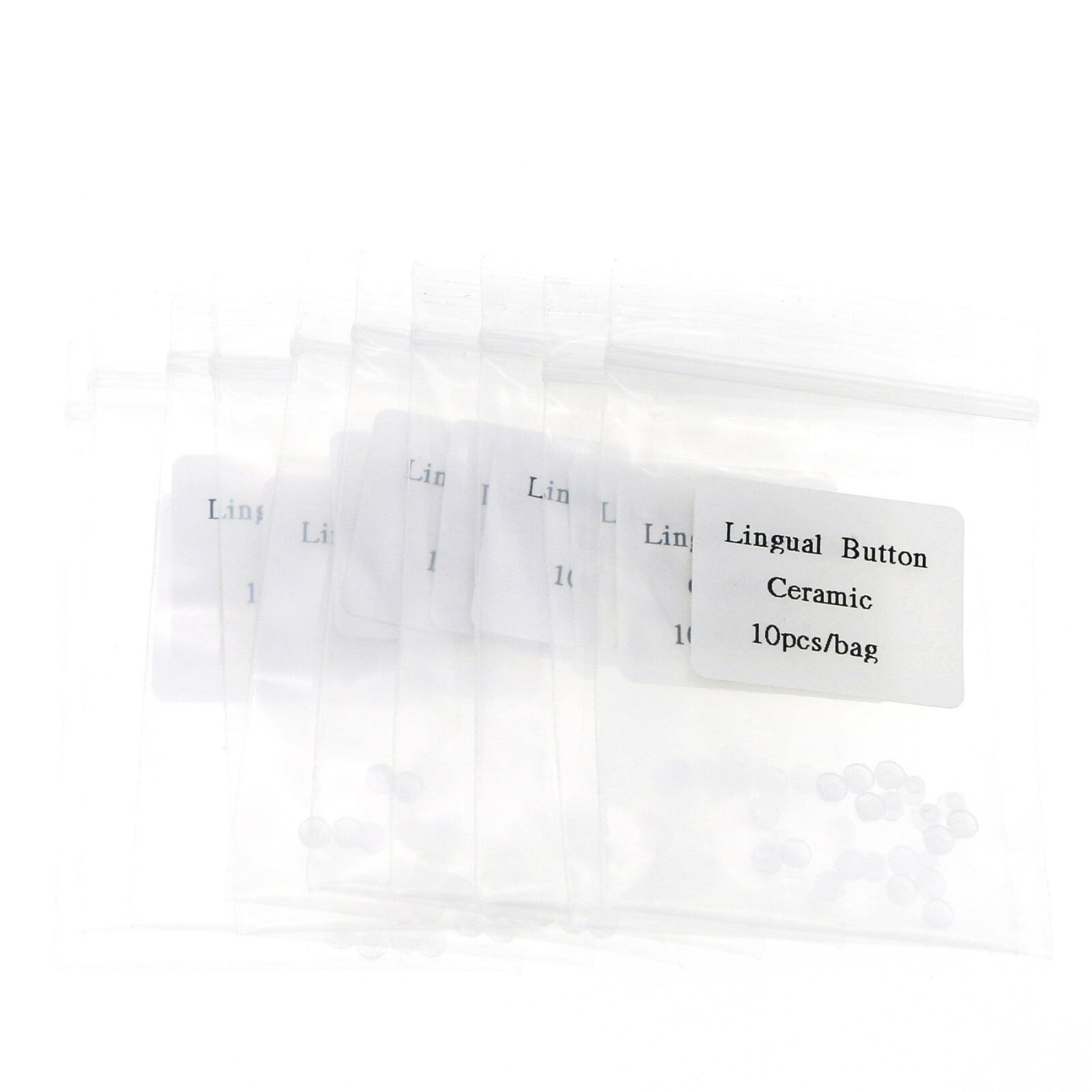 100 Pcs Dental Orthodontic Ceramic Lingual Button Clear Bondable Round Base Mesh