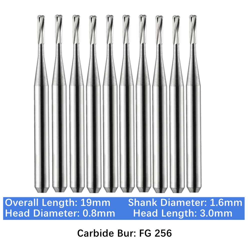 10-100pc Vakker Dental Carbide Burs FG256 19mm Pear FG Drill Bits High Speed