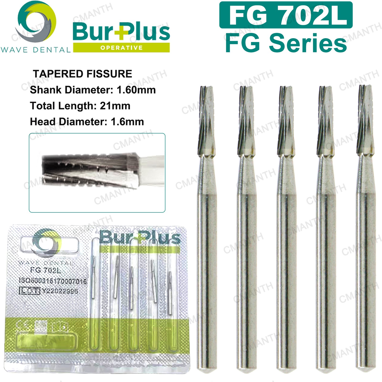 Wave Dental Surgical Carbide Burs Friction Grip FG Tapered Fissure 701 Long 1958