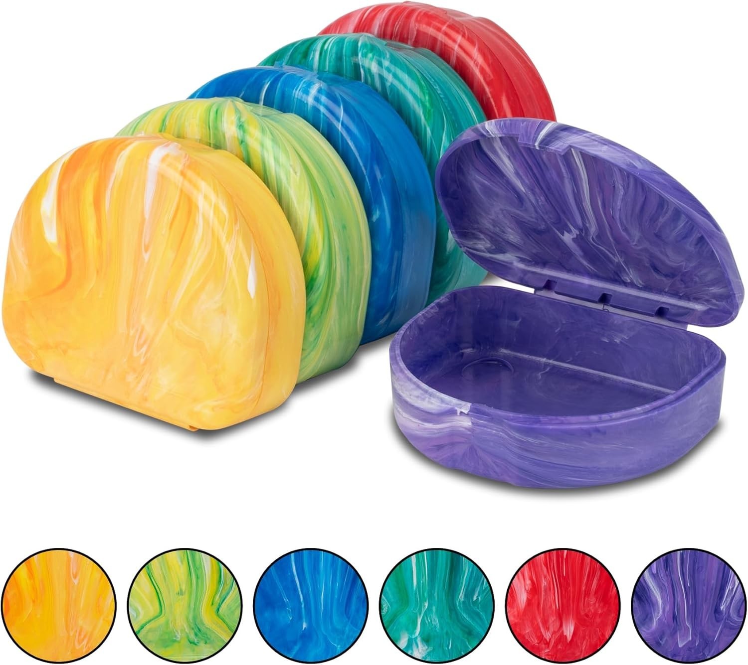 Chic Marble Mouth Guard Holders – Assorted Colors, 3-Pack for Stylish Storage