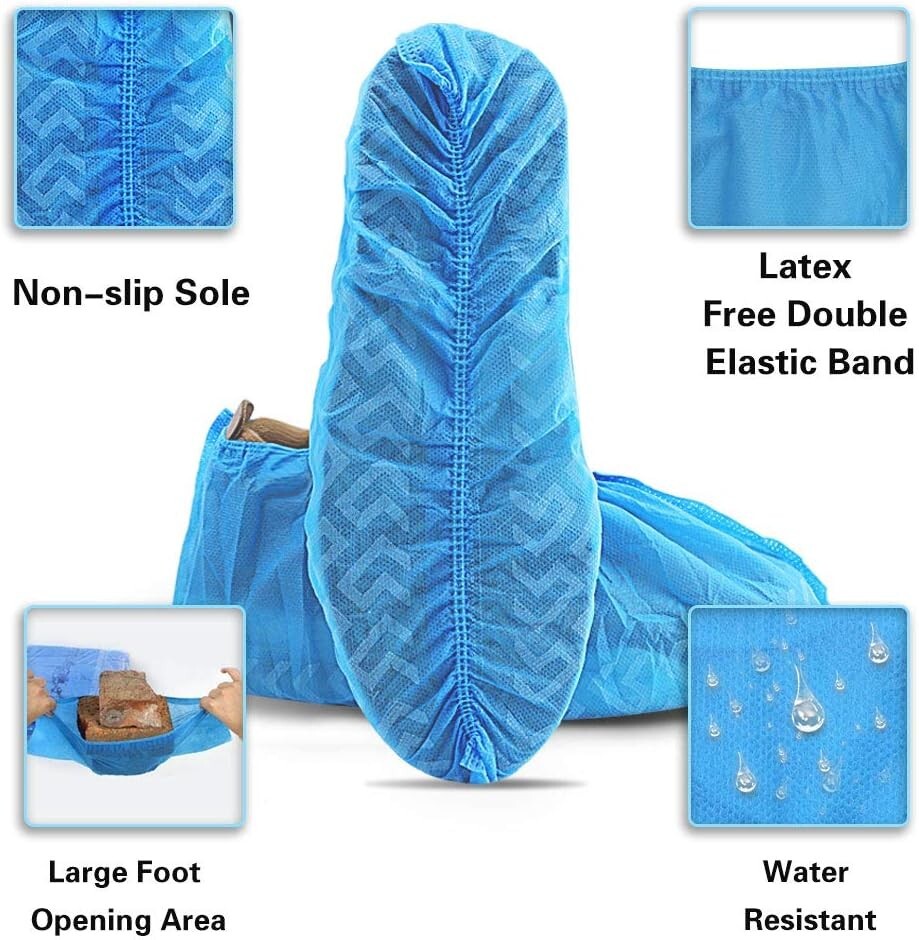 200 Pack (100 Pairs) Disposable Boot & Shoe Covers Non-Slip Durable Indoor Pro