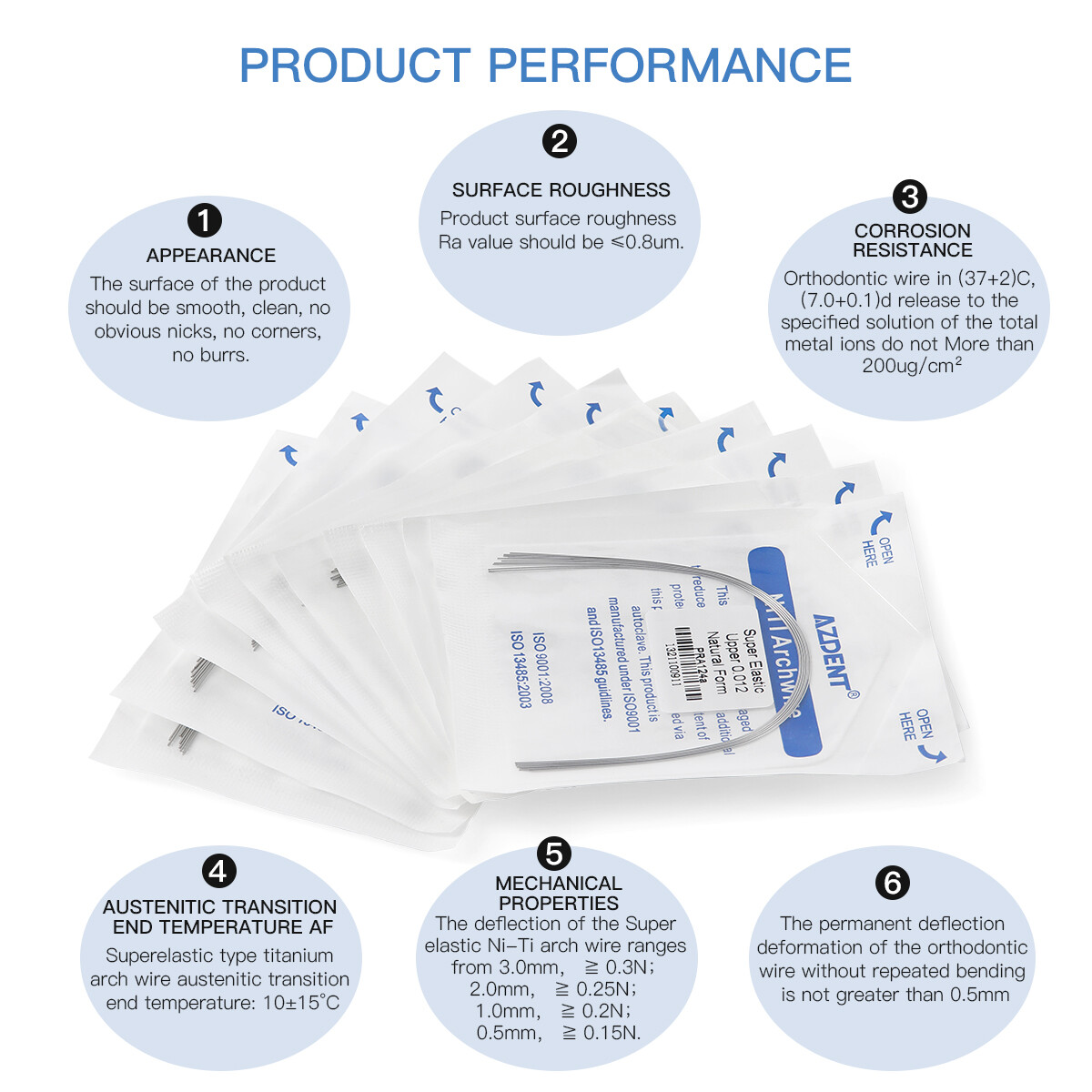 AZDENT Dental Orthodontic Round Arch Wire Super Elastic Niti Ovoid / Nature Form