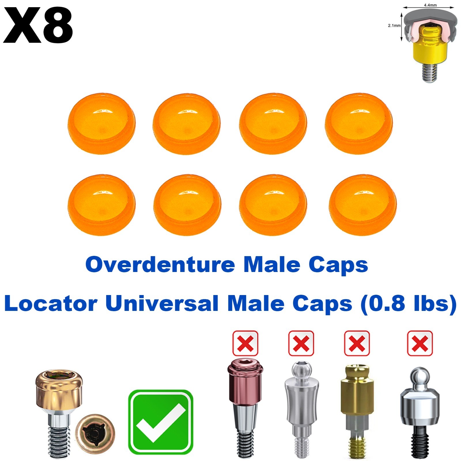 US Dental Overdenture Implant Strong Retention Caps For Locator Abutment Inserts