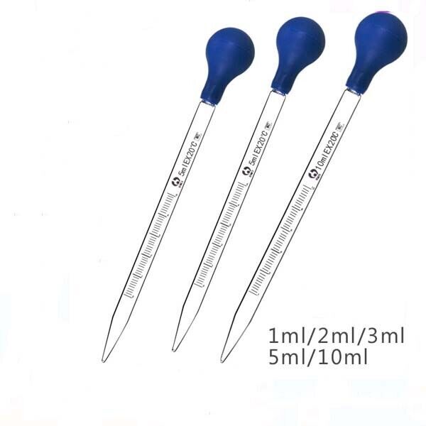 Graduated Dropper 1-10PCS lab glassware Rubber Cap Pipette 1-10ml Laboratory