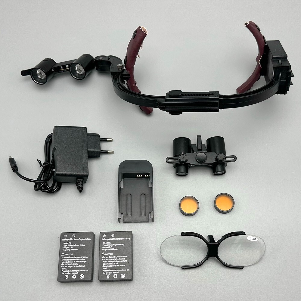 Dental Surgical Binocular Loupe Magnifier Glasses Dentisit LED Head Light EU/US