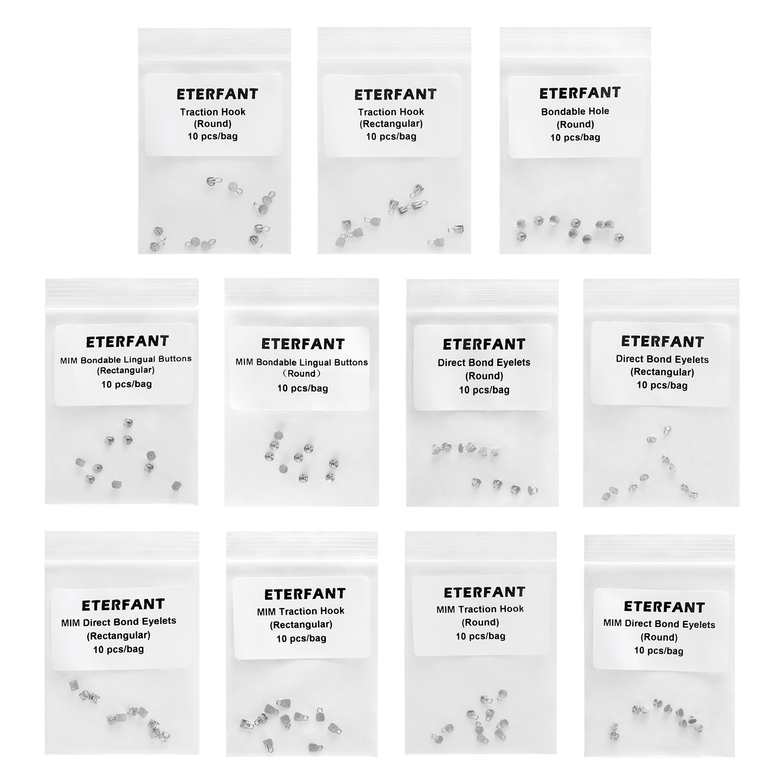 ETERFANT Dental Ortho Lingual Buttons Round/Rectangular Bondable/Button Chains