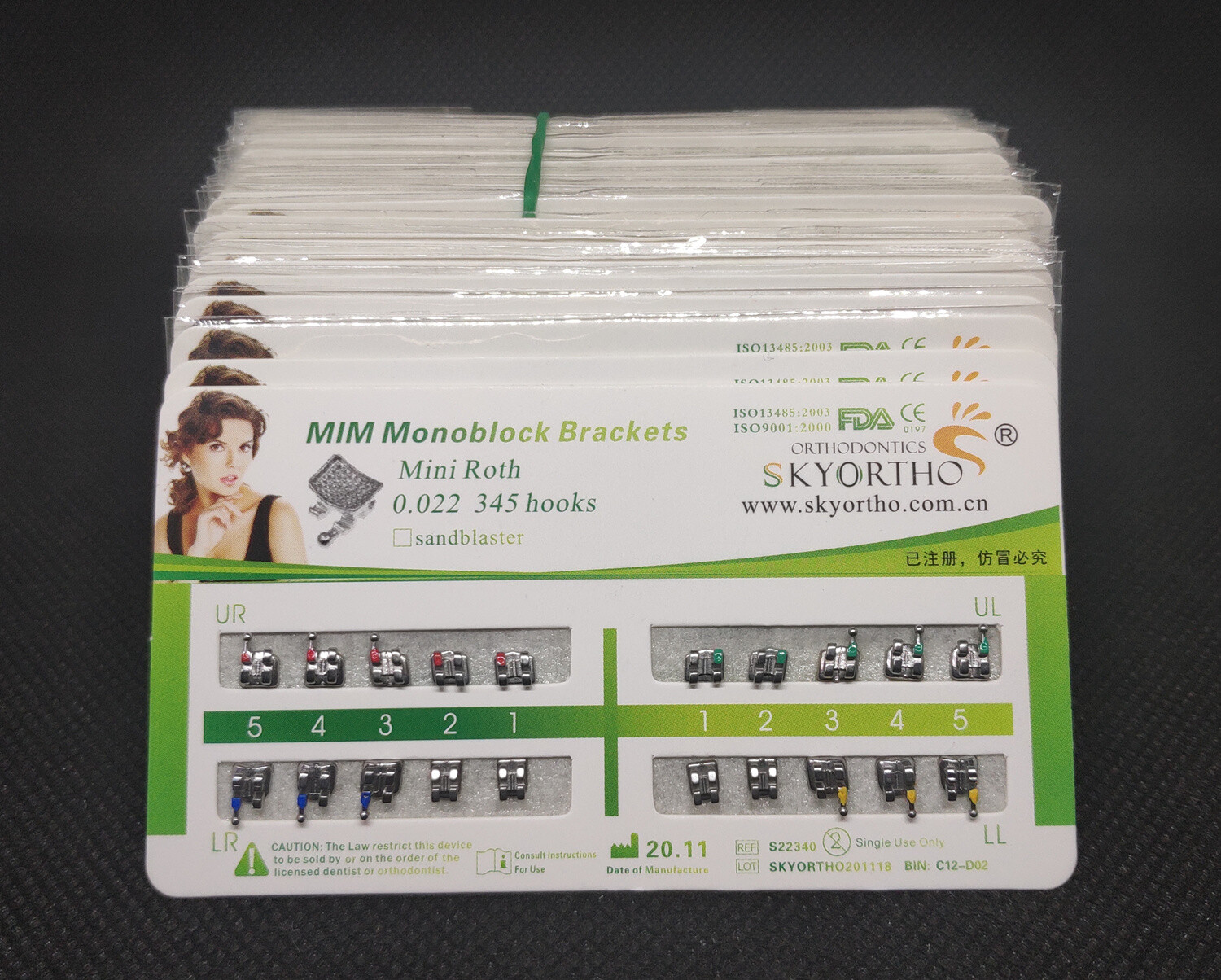 10 Sets Dental Orthodontic Bracket MIM Monoblock Mini Roth/MBT 022/018 345 Hooks