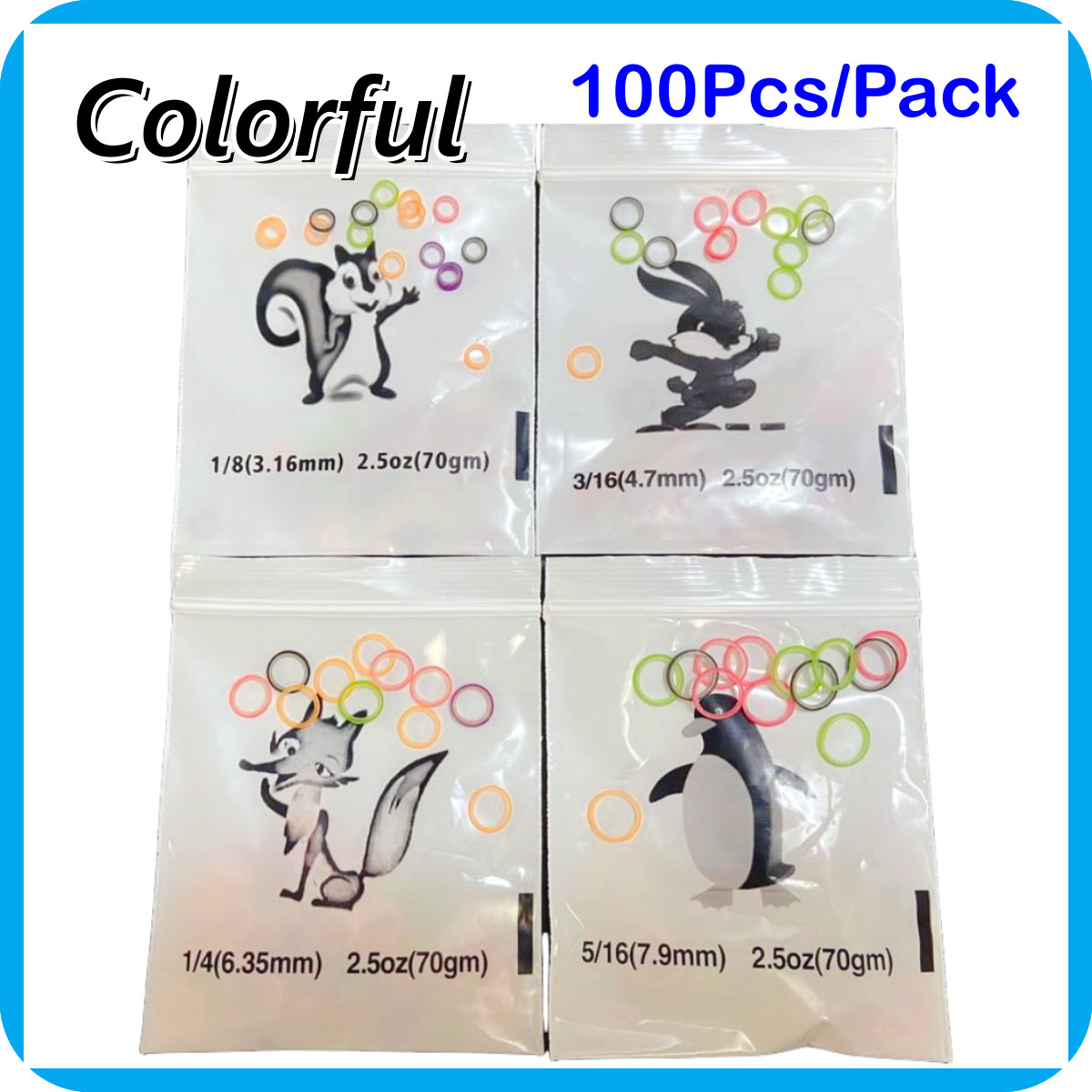 Dental Orthodontic Rubber Bands Elastic Braces 2.5/3.5/4.5/6.5oz Colorful