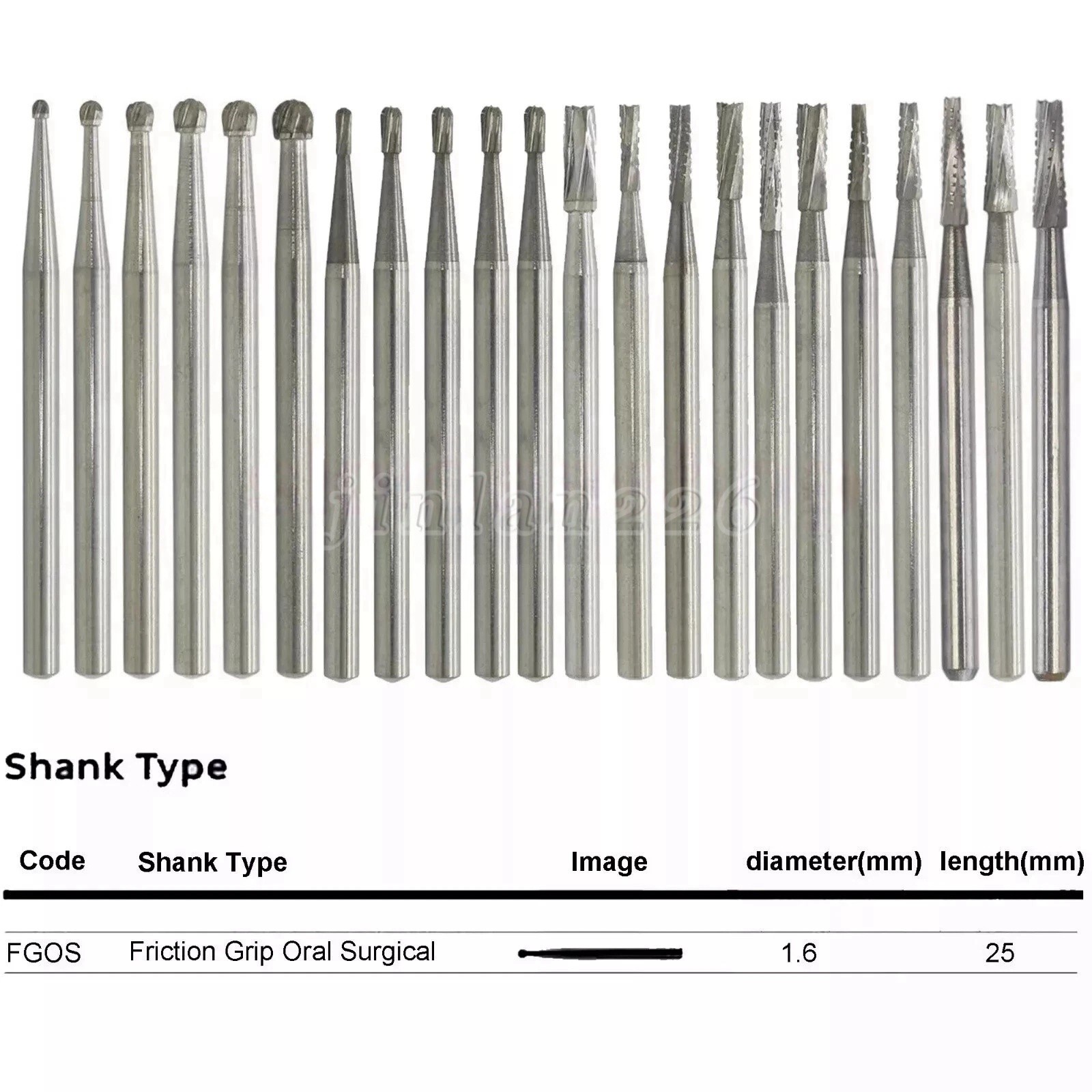 Dental Carbide Burs High Speed FG Taper Fissure 5pcs/pk