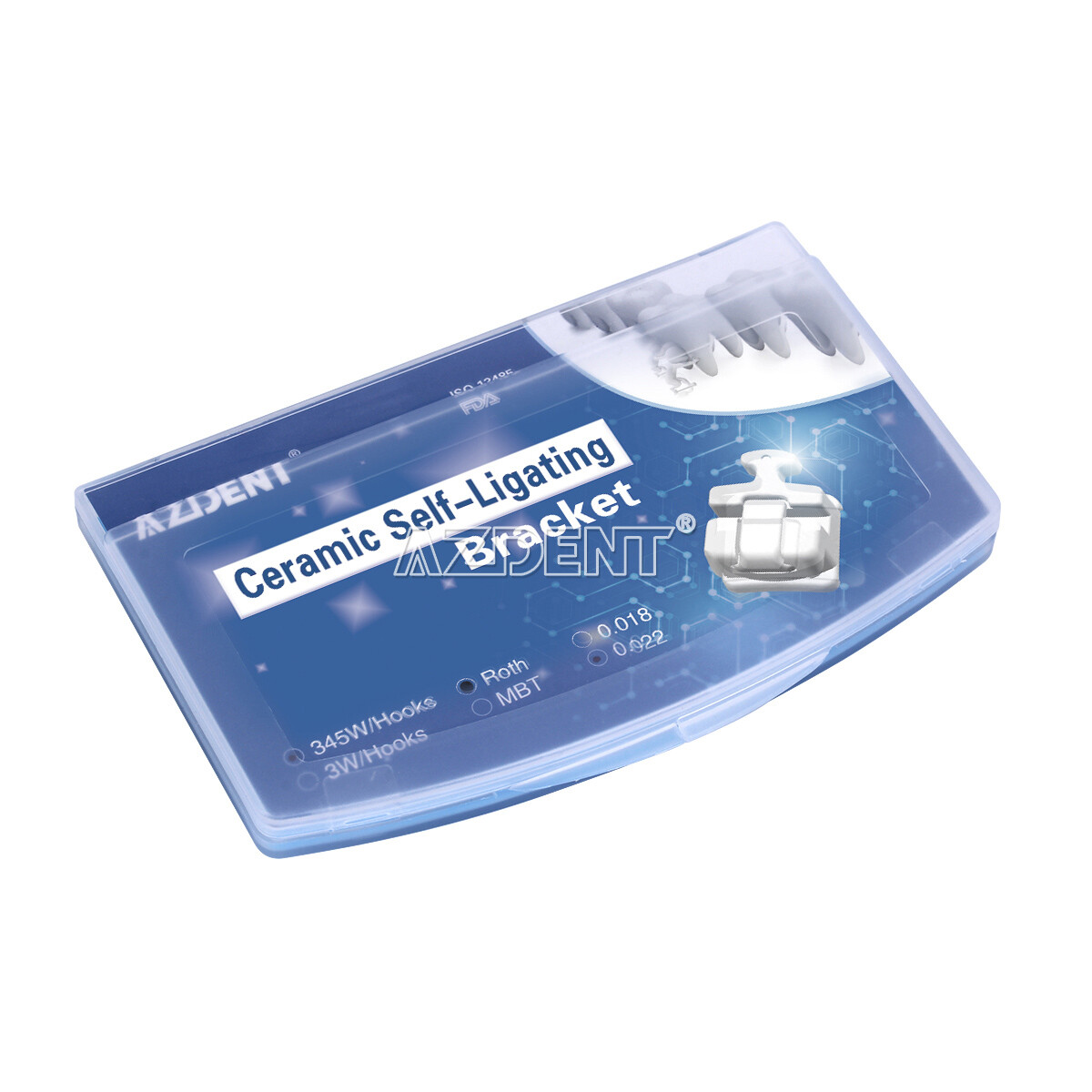 AZDENT Dental Self-Ligating Ceramic Bracket Braces Tool MBT Roth 0.022 Hooks 345