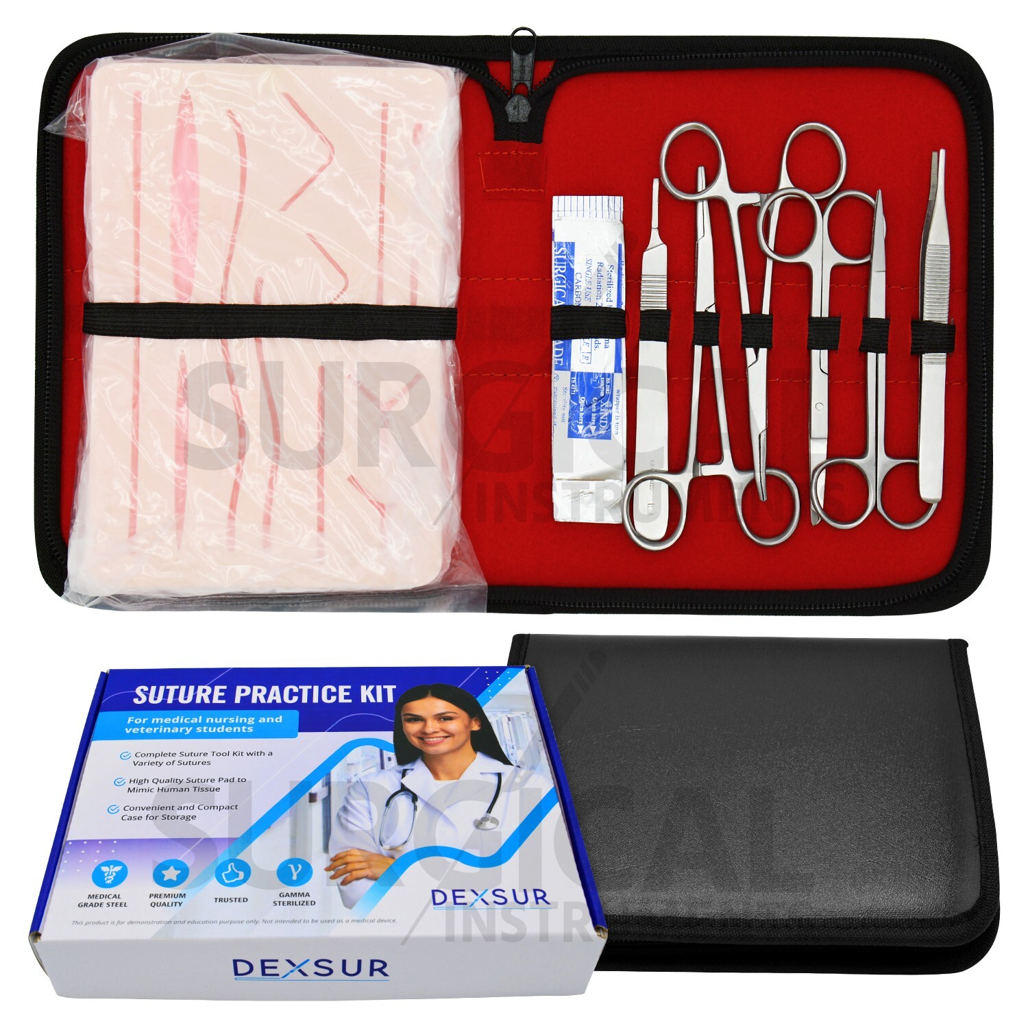 15 Piece Practice Suture Kit Set for Medical and Veterinary Student Training