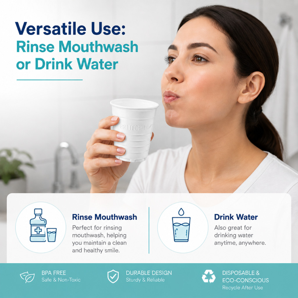 Disposable Plastic Dental Drinking Cups 1000/Cs 5 Oz BRITEDENT