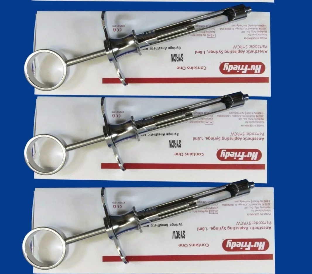 Lot of 5 Hu-Friedy CW Style Dental Anesthetic Aspirating 1.8ml Syringe SYRCW