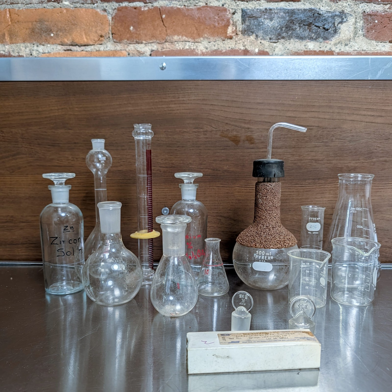 PYREX Kimax & Other Chemistry Laboratory Glass Jars Flasks Vintage Mixed Lot of