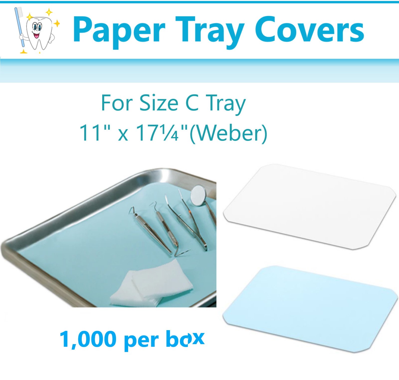 Dental Paper Tray Cover Size B / C / F White Blue Pink Green Lavender 1000/Box
