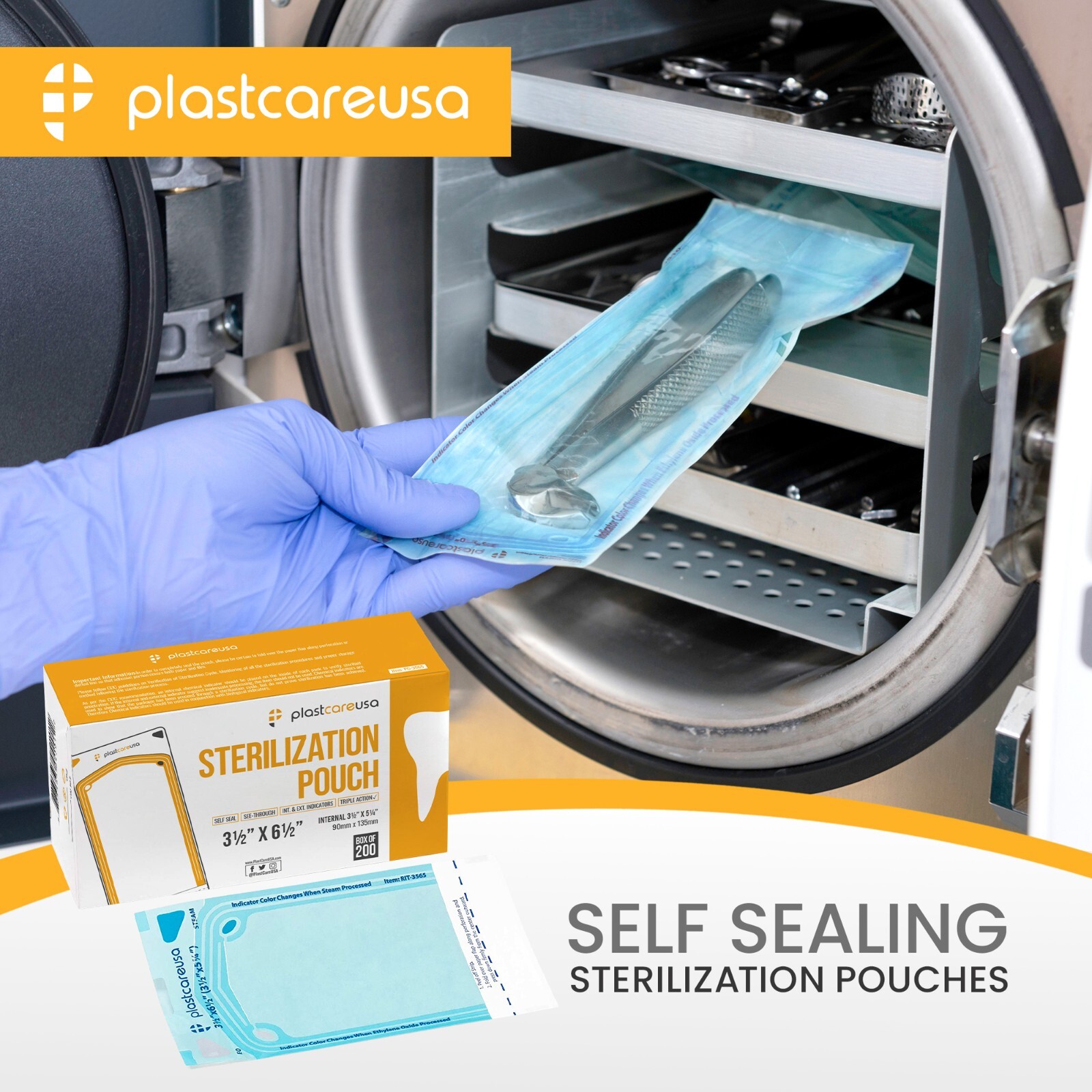 3.5″ x 5.25″ Self-Sealing Sterilization Pouches for Autoclave (Choose Quantity)