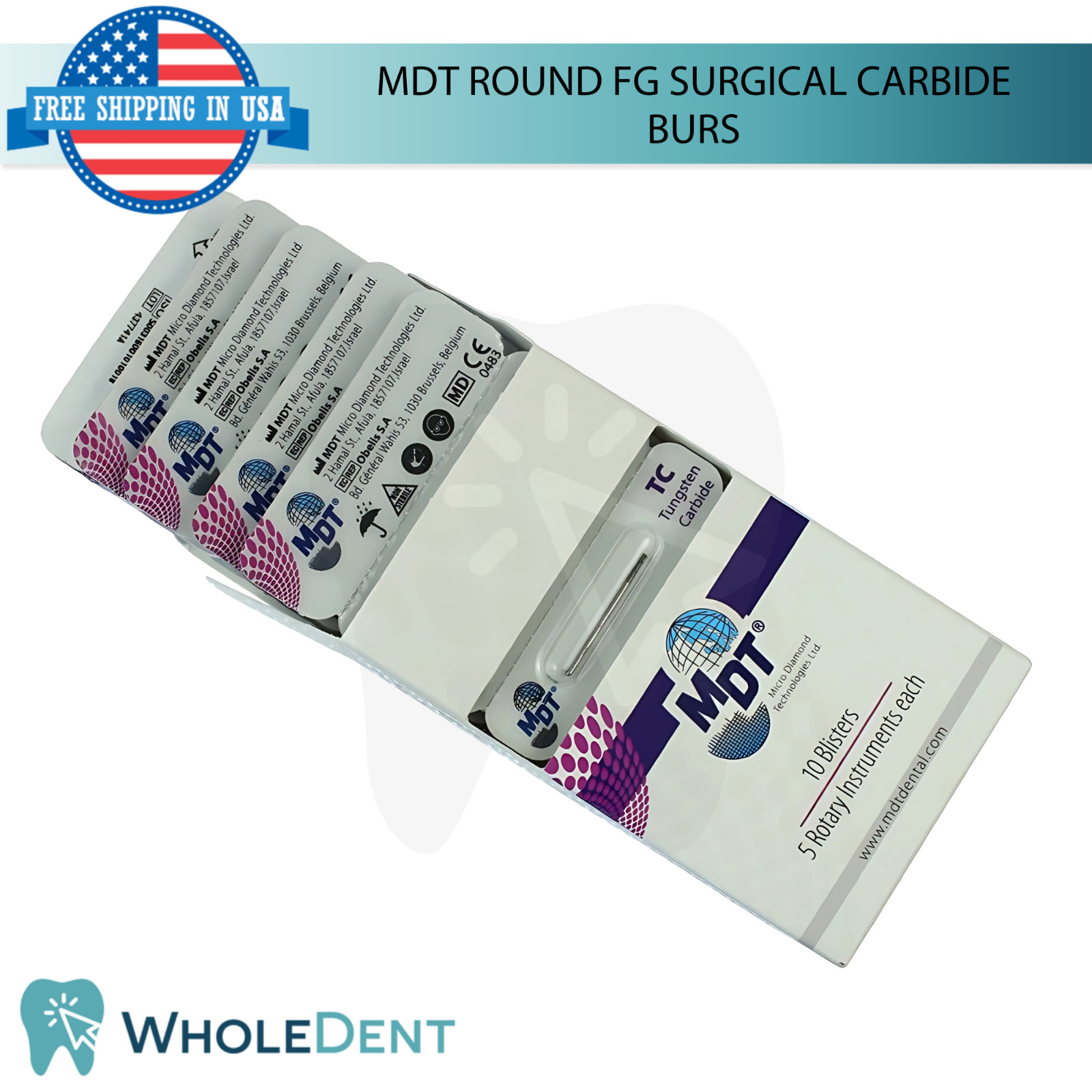 MDT Round FG Surg!cal Carbide Burs B0ne Cutting Shaping Dental Restoration