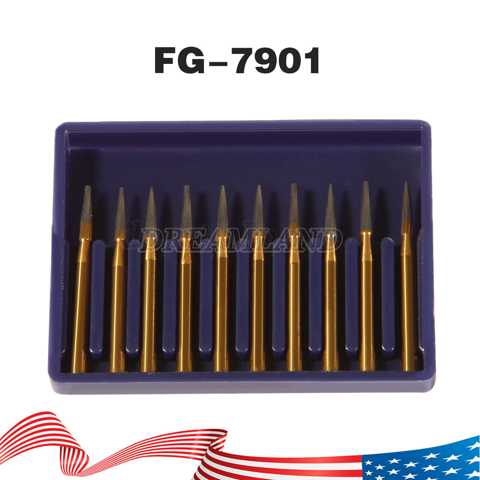 TRIMMING & FINISH DENTAL CARBIDE BURS 12 BLADES FF 7901 NEEDLE 10/PK