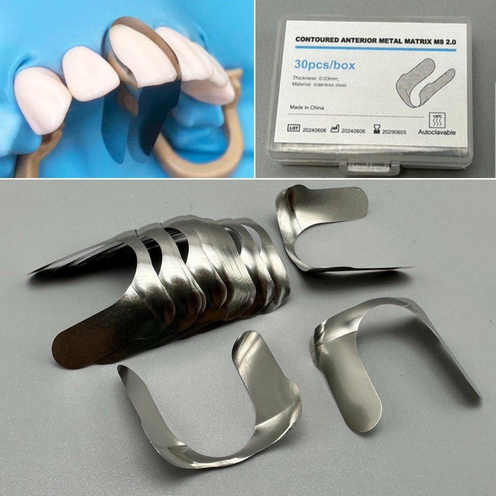 30Pcs Dental Matrix Contoured Anterior Metal Matrix M8 Twin Anterior Matrices US