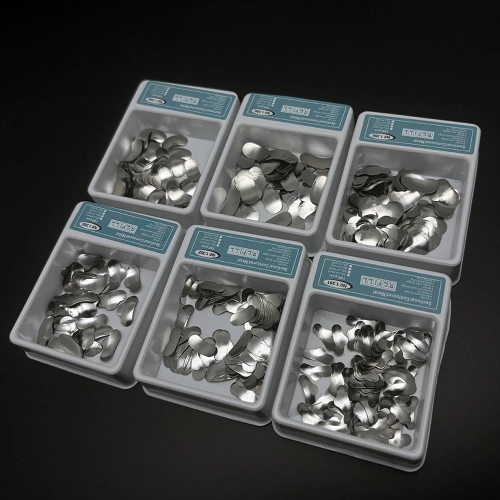 100 Pcs Dental Sectional Contoured Metal Matrices Refill Matrix Band 35um TOR VM