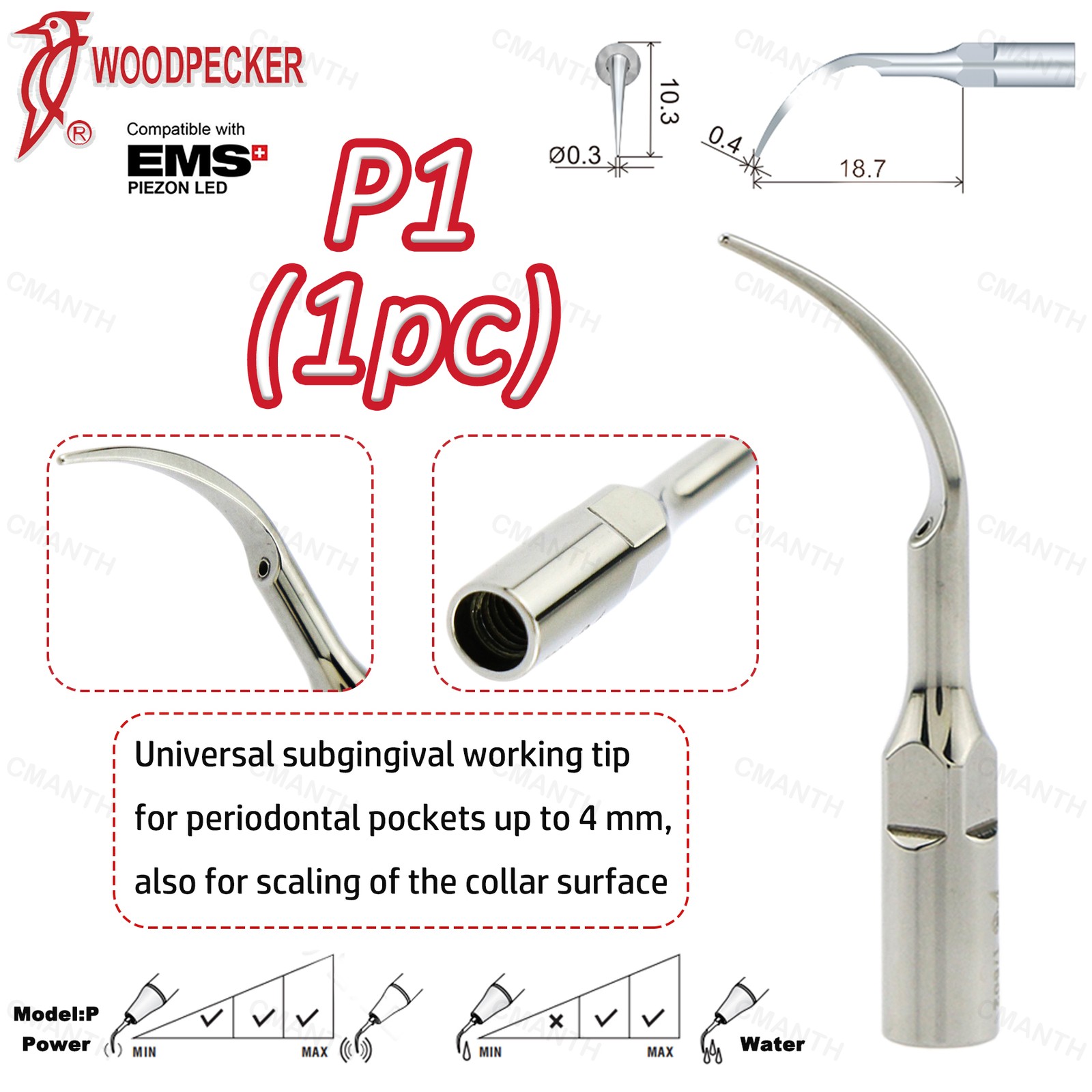 Woodpecker Dental Ultrasonic Scaler Tips Periodontics Tip Fit EMS USD Handpiece