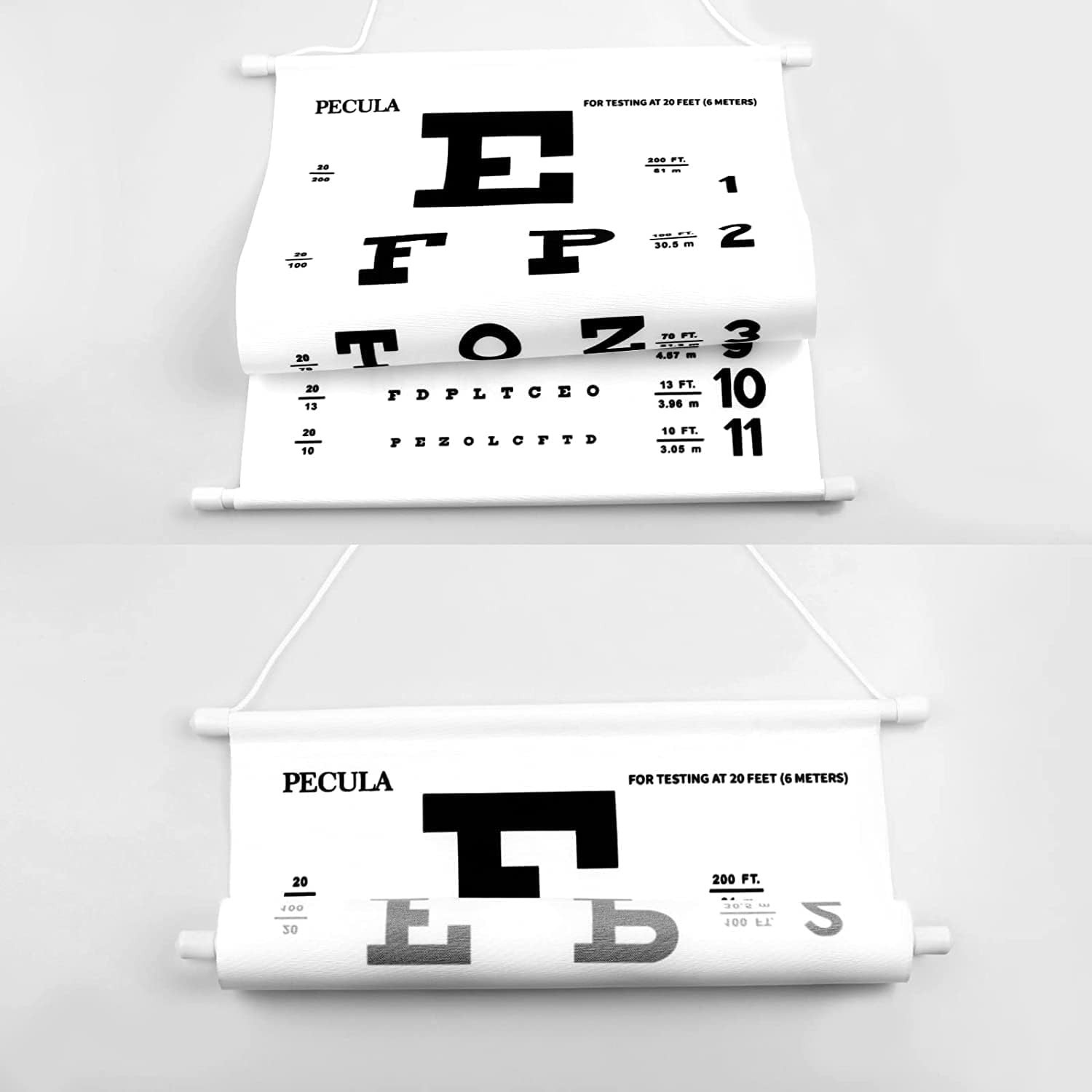 Eye Chart, Snellen Eye Chart, Canvas Wall Chart Non-Reflective, Hang Wooden F…