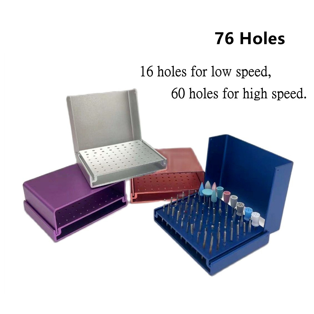 Dental Bur Holder Block Disinfection Box Case Aluminium Autoclave 24/76/152 Hole