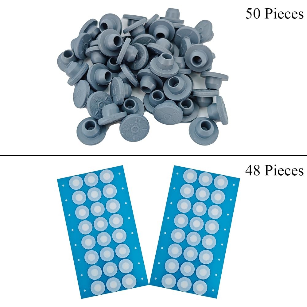 50 Pieces Mushroom Self Healing Injection Ports Vial Rubber Stoppers Injectio…