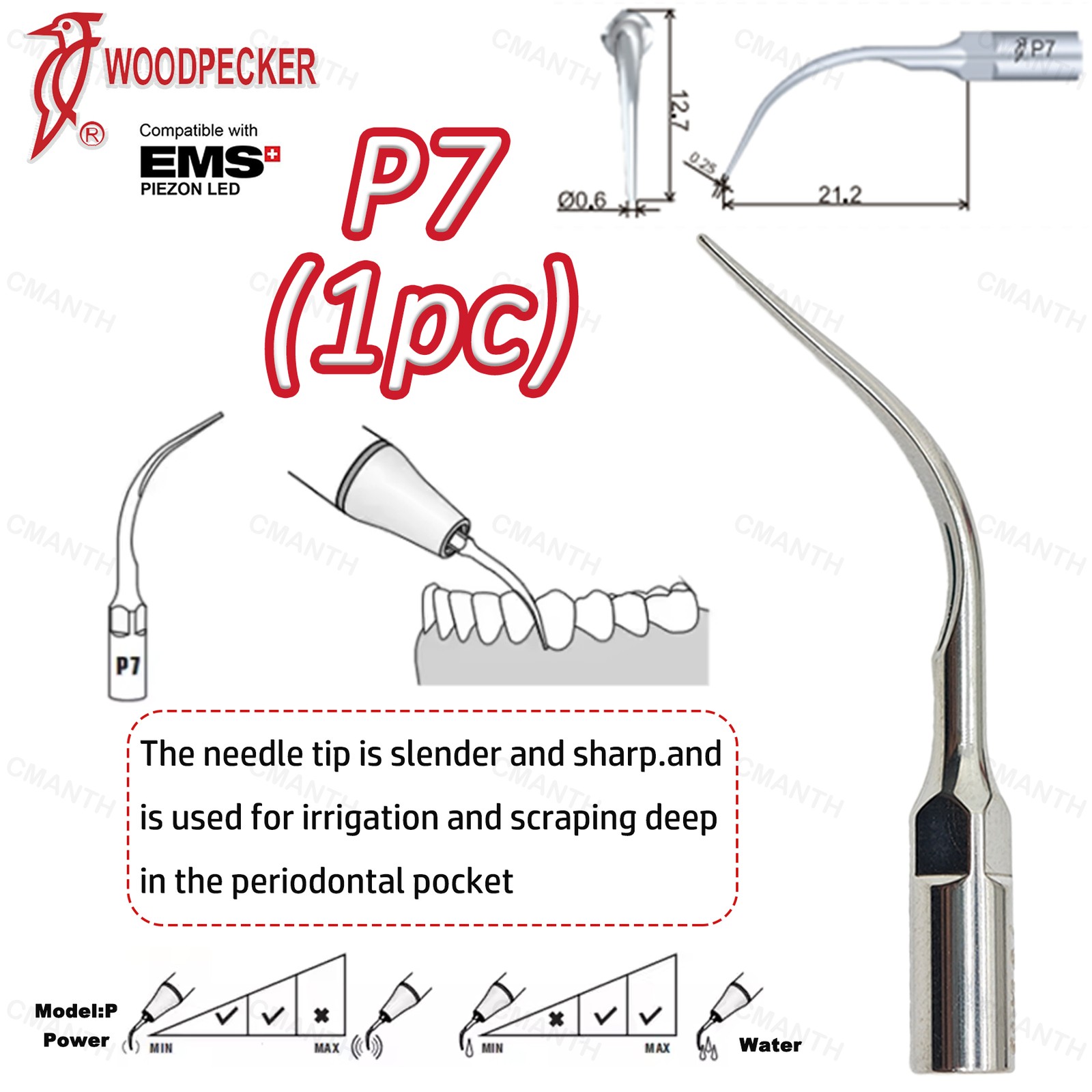 Woodpecker Dental Ultrasonic Scaler Tips Periodontics Tip Fit EMS USD Handpiece
