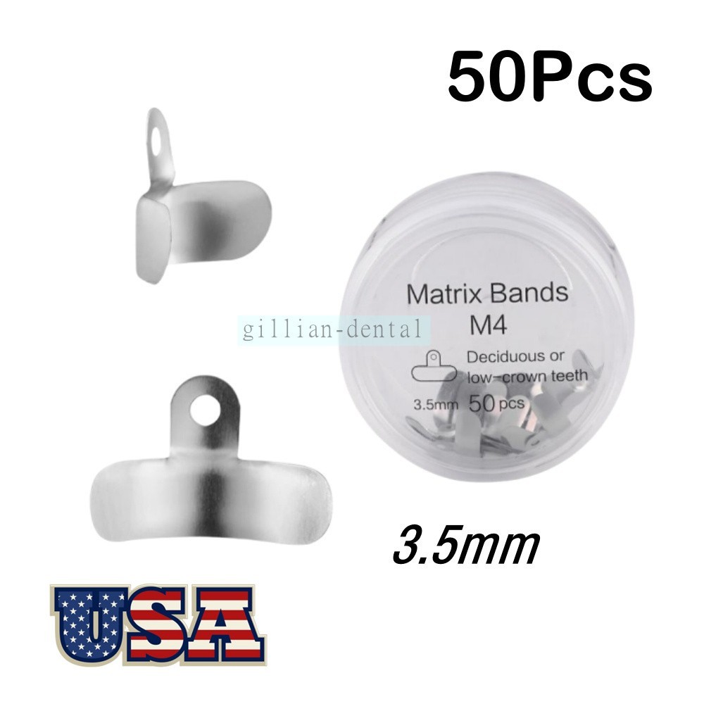 50PCS Dental Matrix Band M4 Metal Sectional Sectional Contoured Matrices Refill